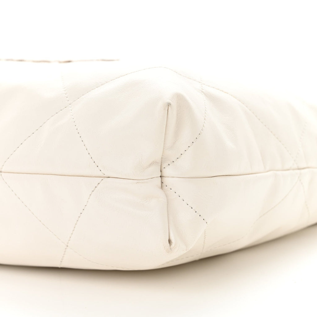 Shiny Calfskin Quilted Small Chanel 22 White