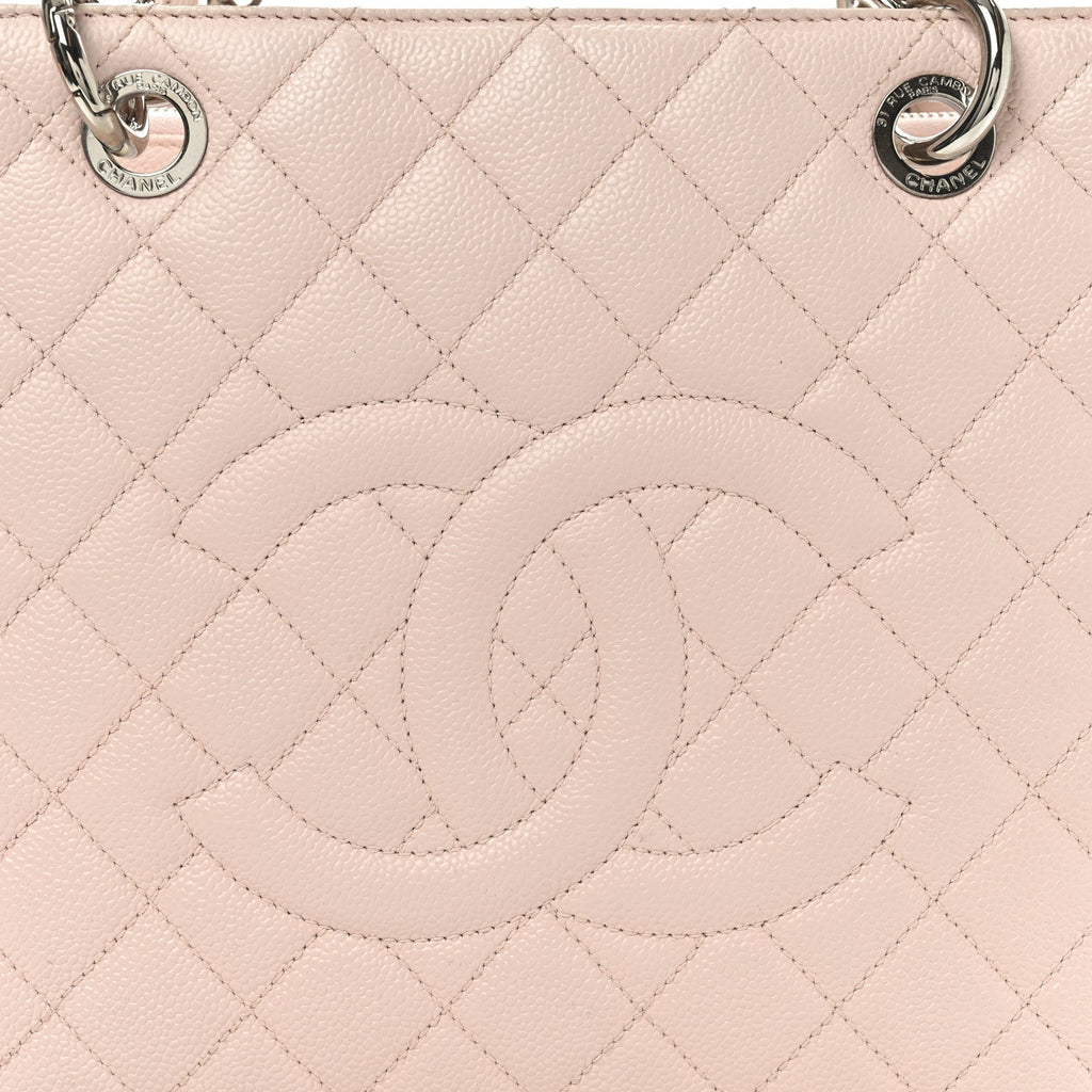 Caviar Quilted Grand Shopping Tote GST Rose Clair