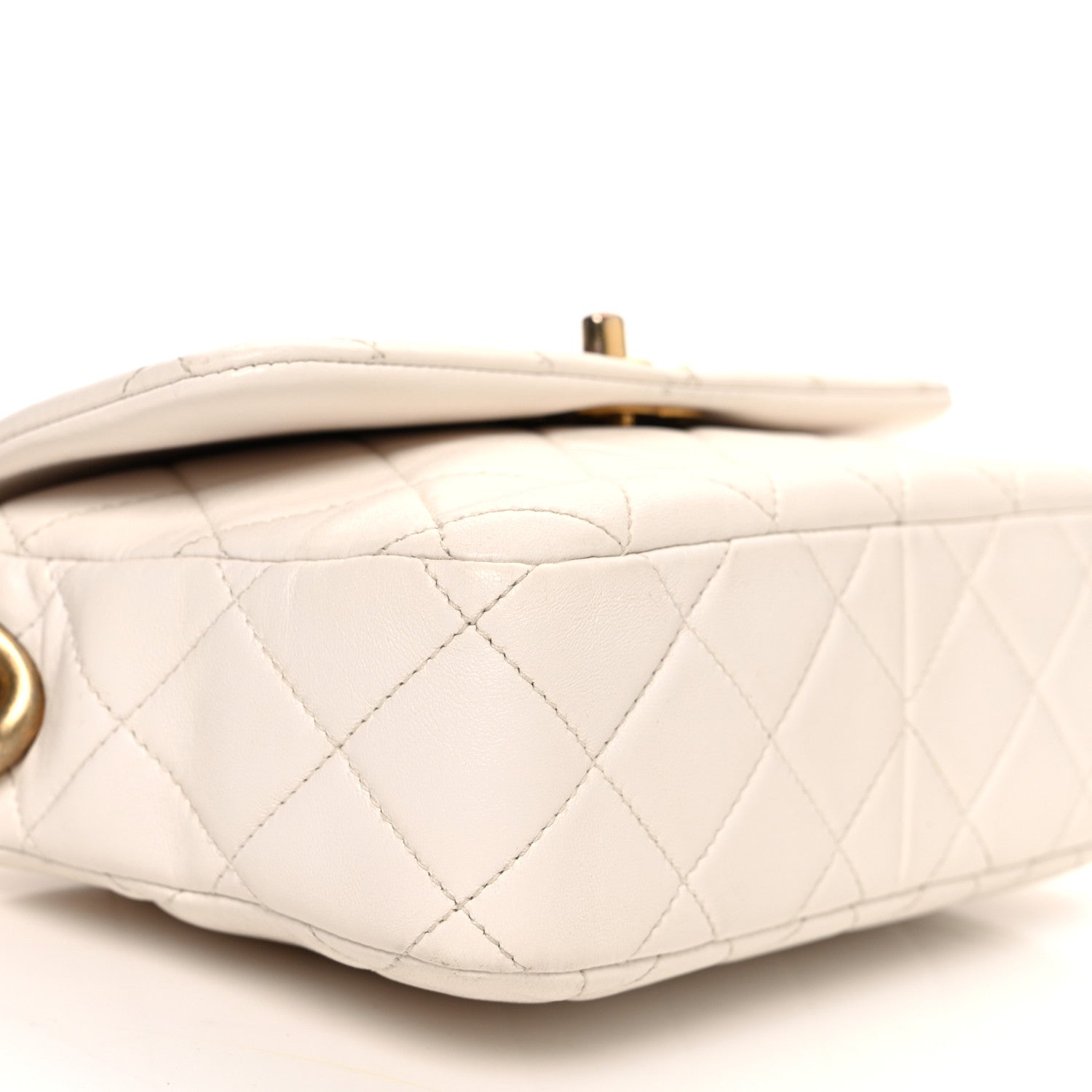 Lambskin Quilted CC Chain Flap Bag White