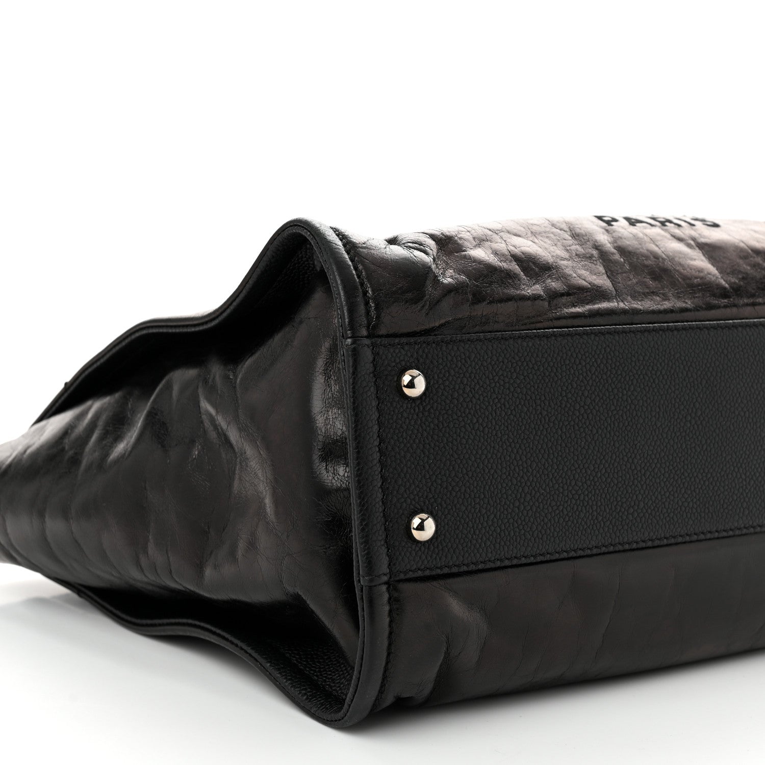Glazed Calfskin Small Deauville Tote Black
