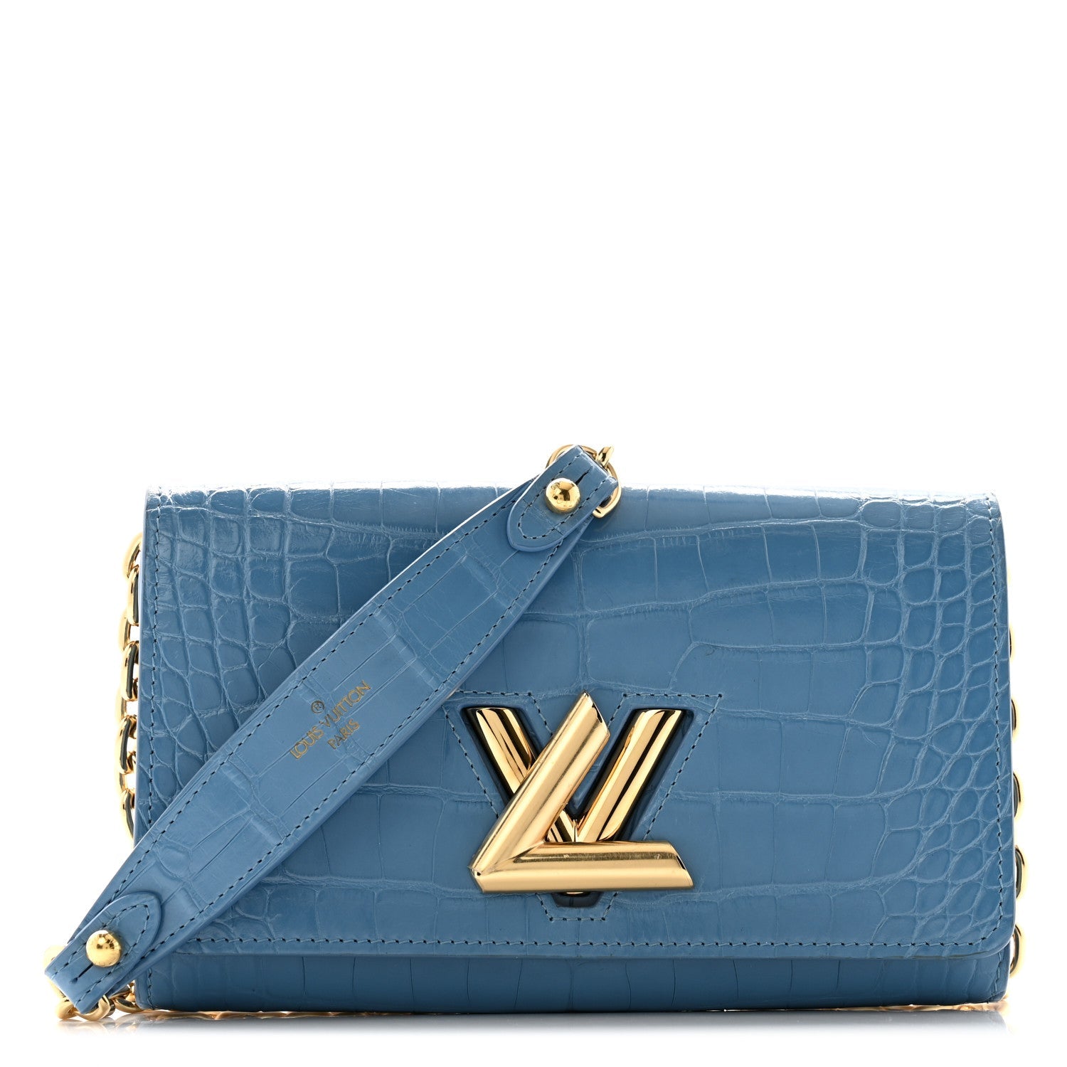 Crocodile Twist Chain Wallet Bleuet