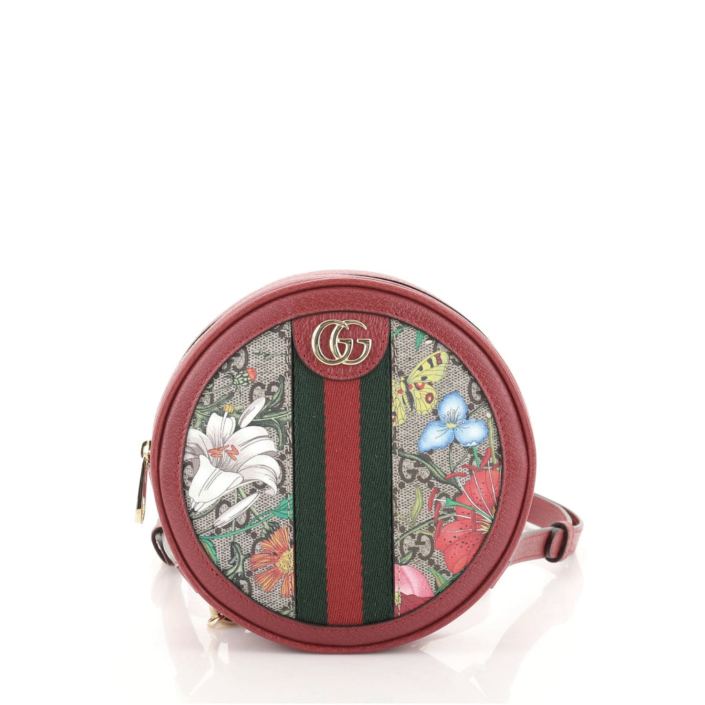 Ophidia Round Backpack Flora GG Coated Canvas Mini