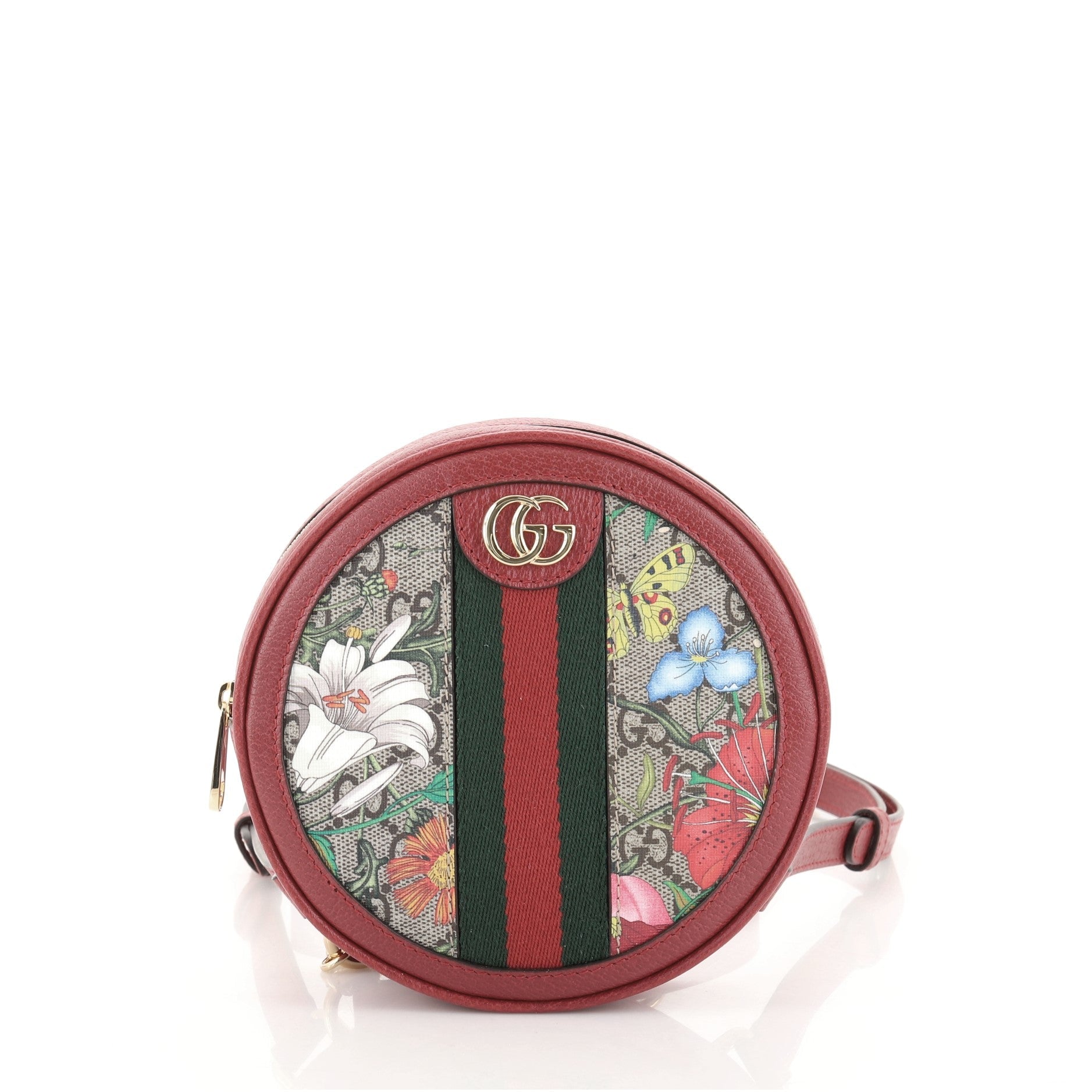 Ophidia Round Backpack Flora GG Coated Canvas Mini