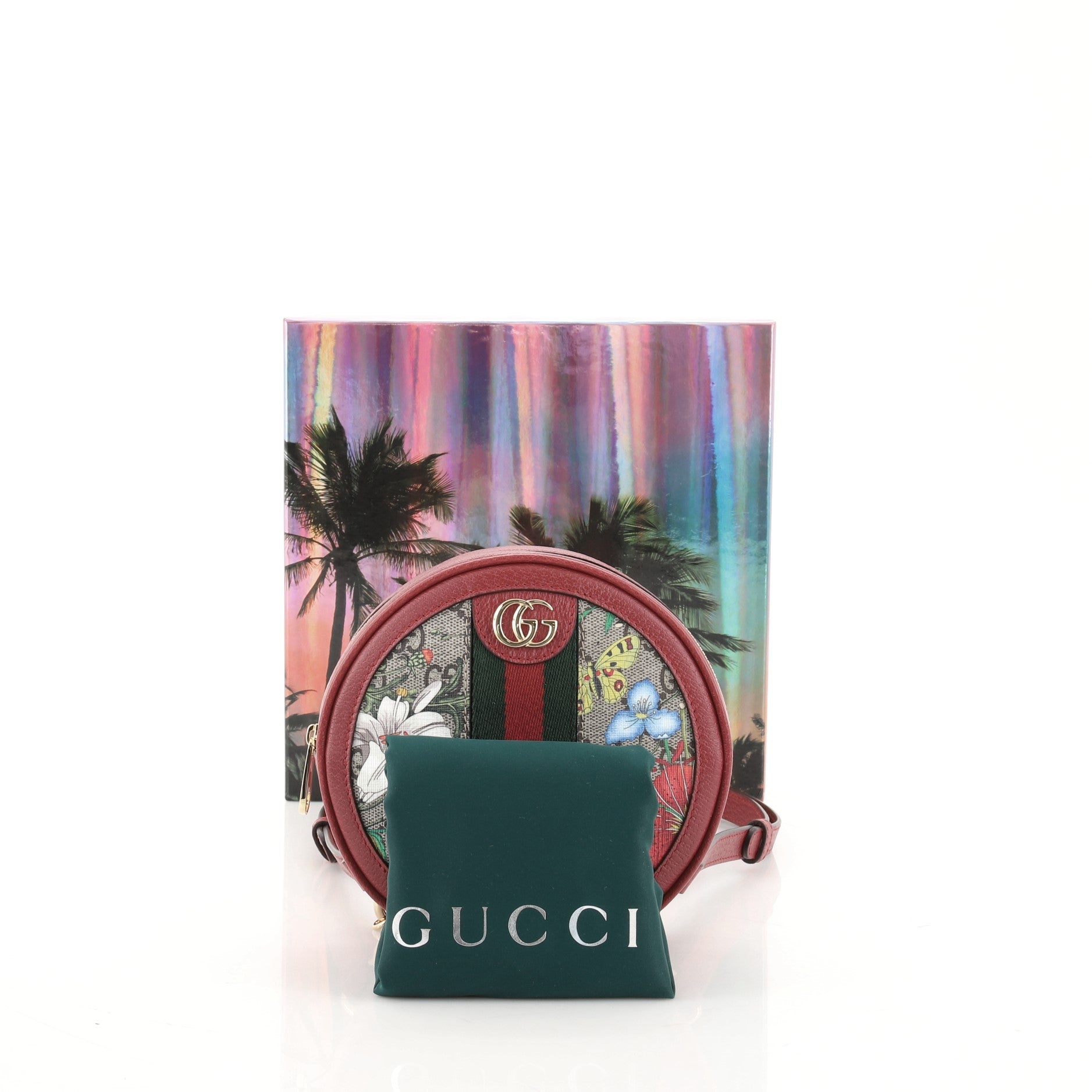 Ophidia Round Backpack Flora GG Coated Canvas Mini