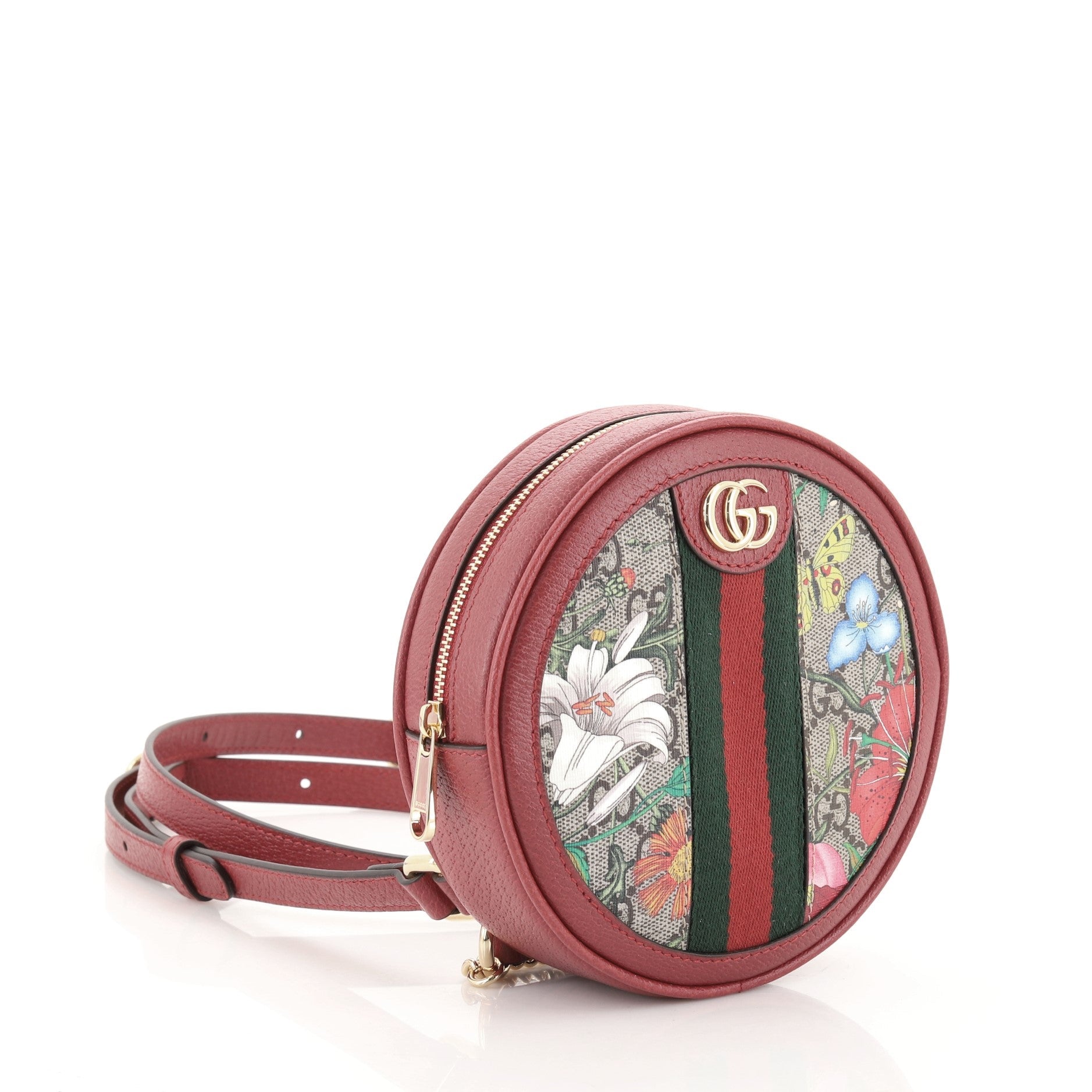 Ophidia Round Backpack Flora GG Coated Canvas Mini