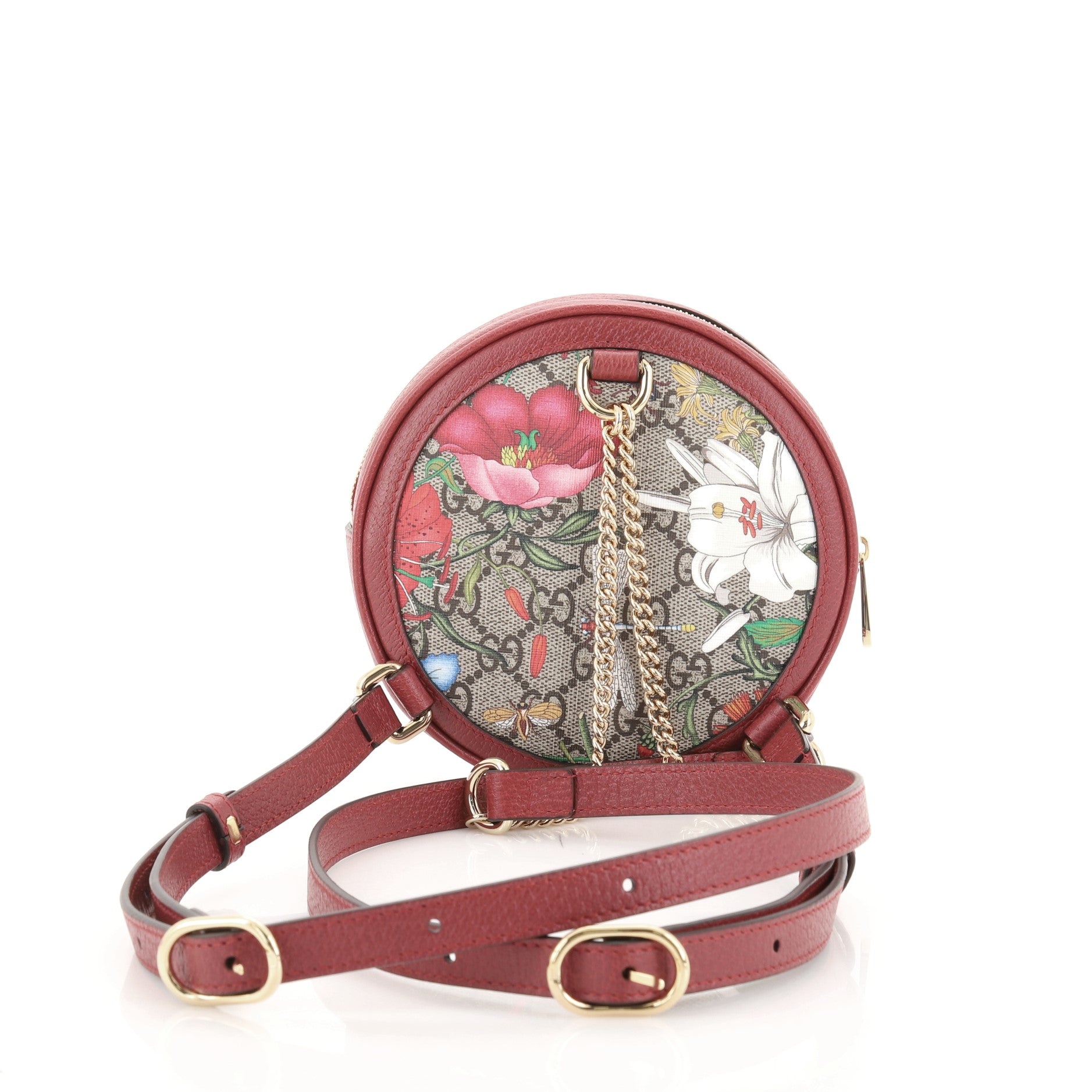 Ophidia Round Backpack Flora GG Coated Canvas Mini