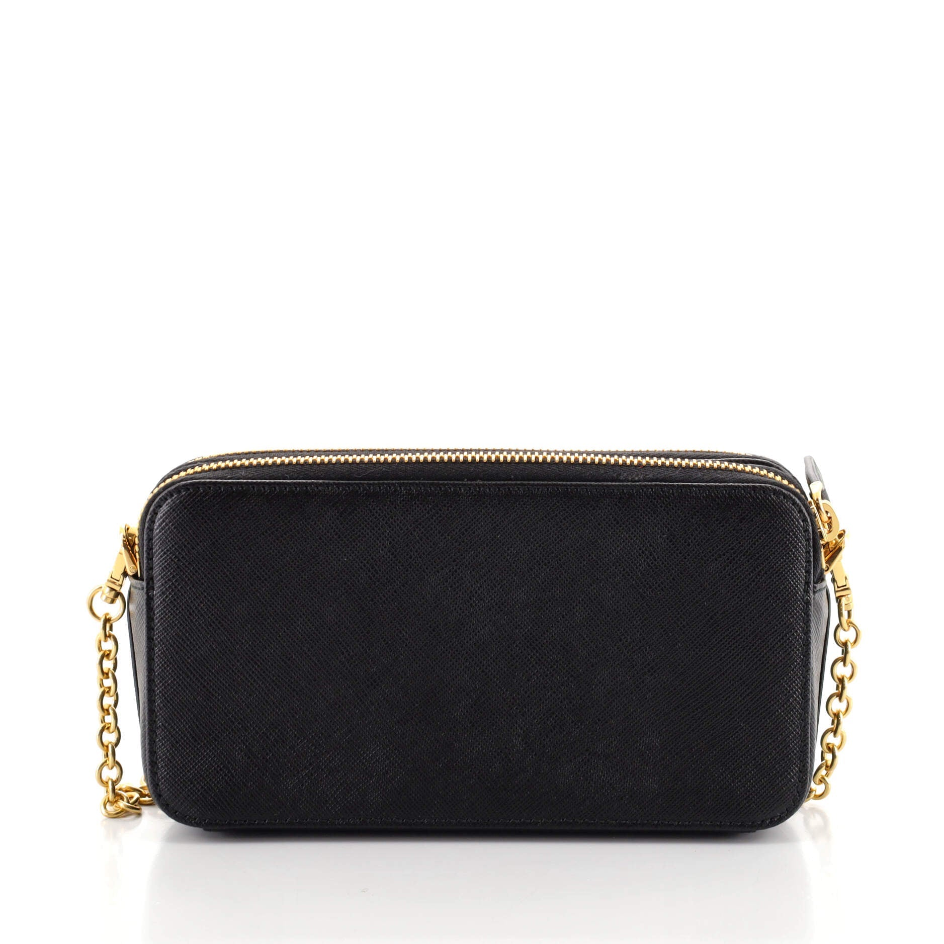 Double Zip Wallet on Chain Crossbody Saffiano Leather Mini