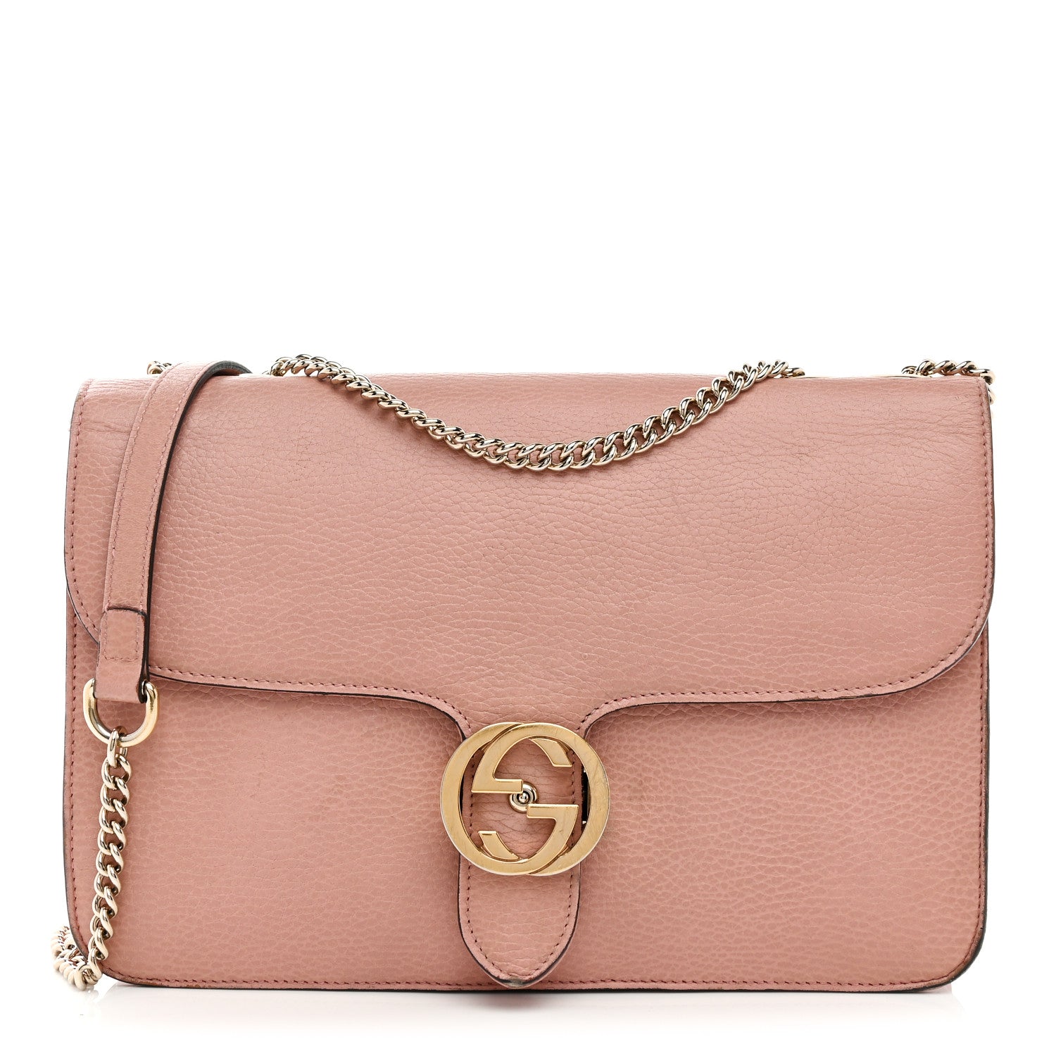 Dollar Calfskin Interlocking G Shoulder Bag Soft Pink