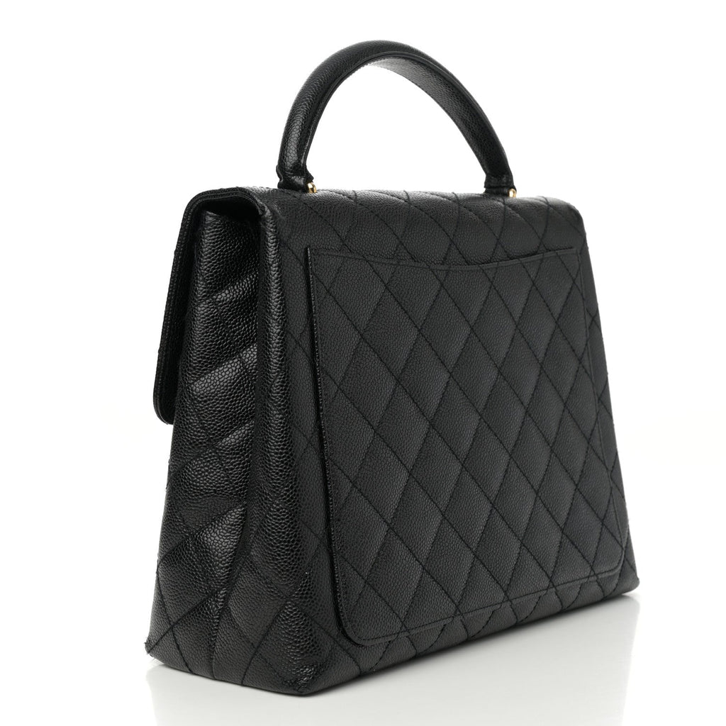 Caviar Quilted Jumbo Kelly Flap Black