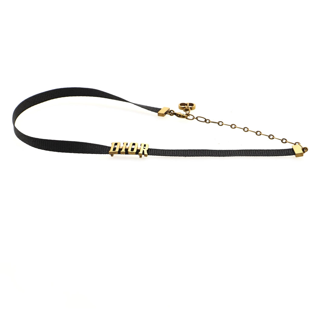 Dior Choker Necklace Grosgrain Ribbon and Metal