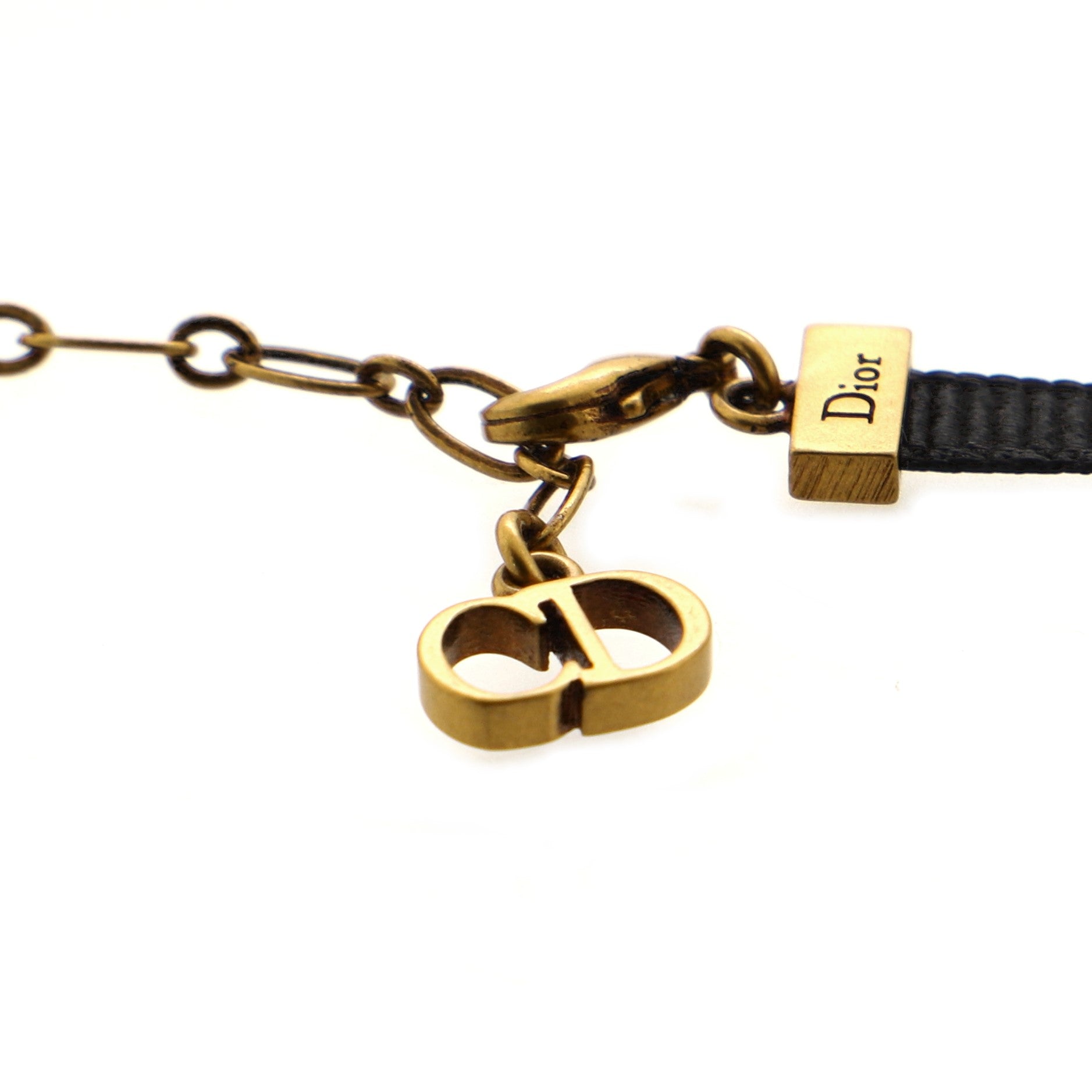 Dior Choker Necklace Grosgrain Ribbon and Metal