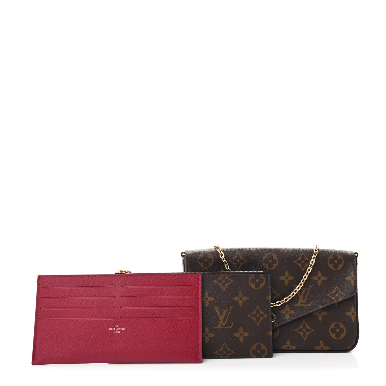 Monogram Pochette Felicie Chain Wallet Fuchsia