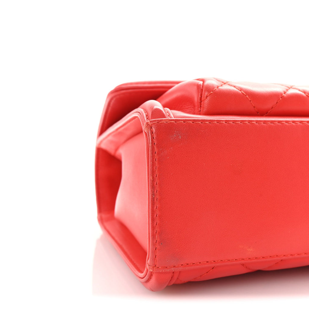 Lambskin Quilted Large Geometric Flap Red