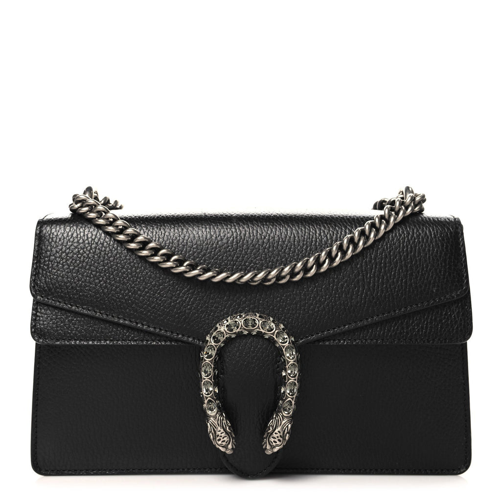 Pebbled Calfskin Small Dionysus Shoulder Bag Black