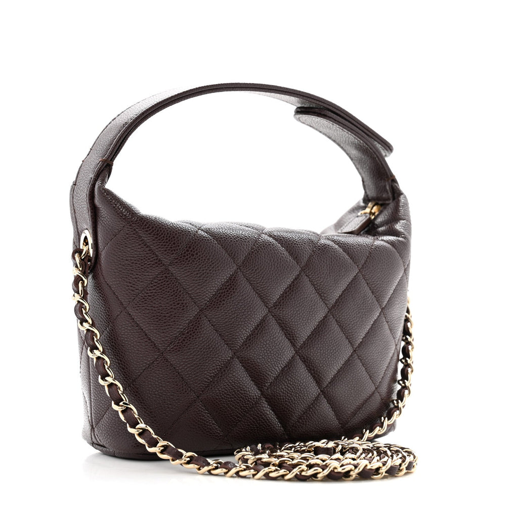 Caviar Quilted Hobo Burgundy