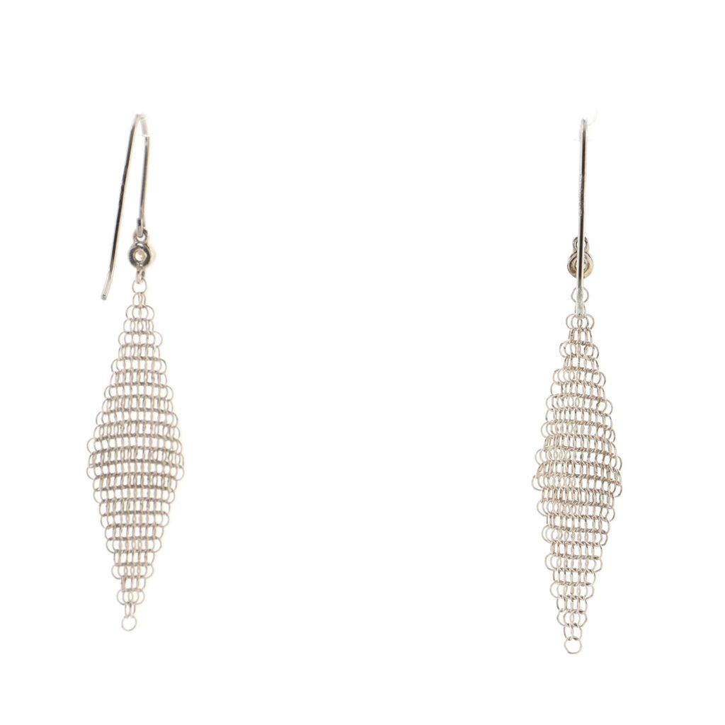 Elsa Peretti Mesh Earrings Sterling Silver and Diamonds Mini