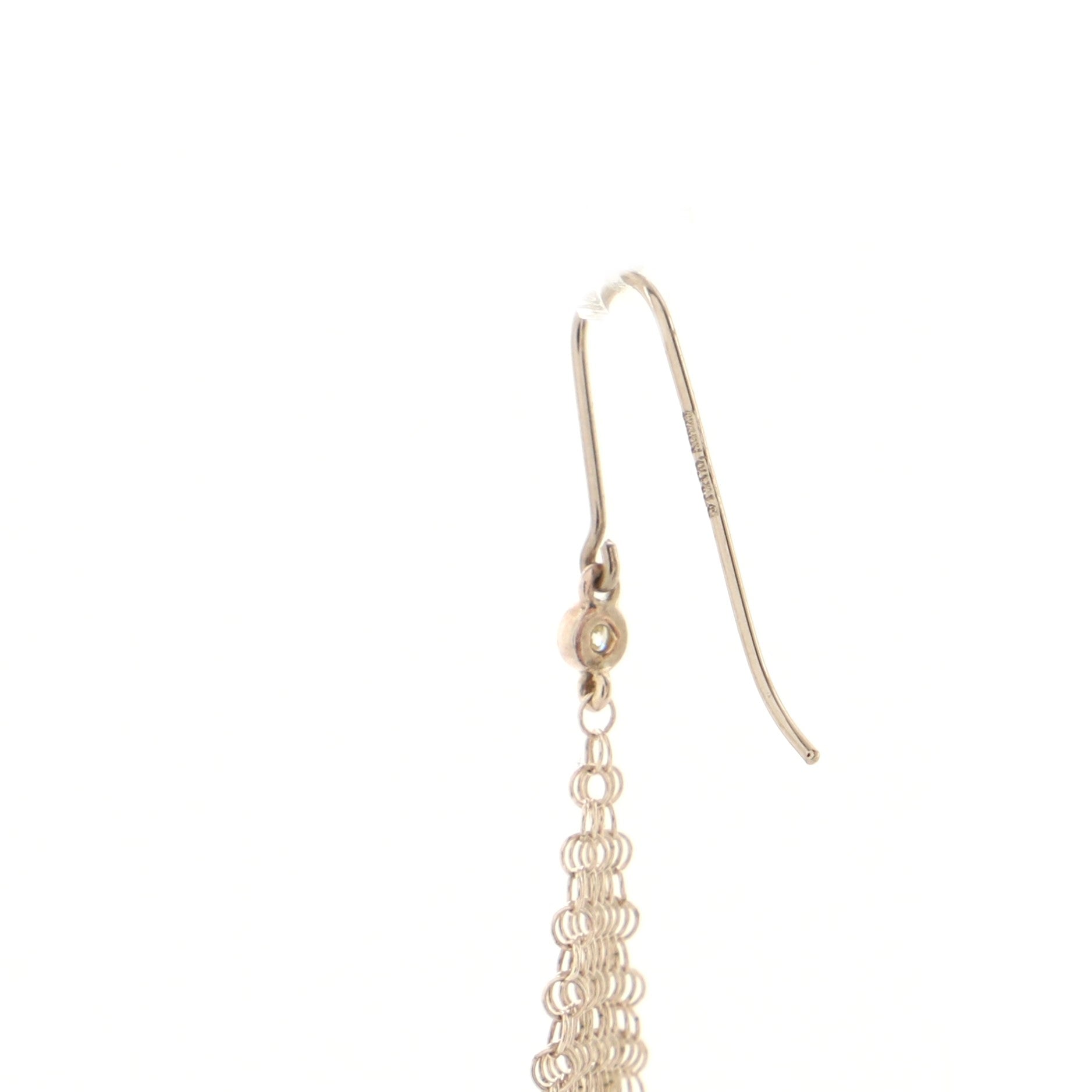 Elsa Peretti Mesh Earrings Sterling Silver and Diamonds Mini