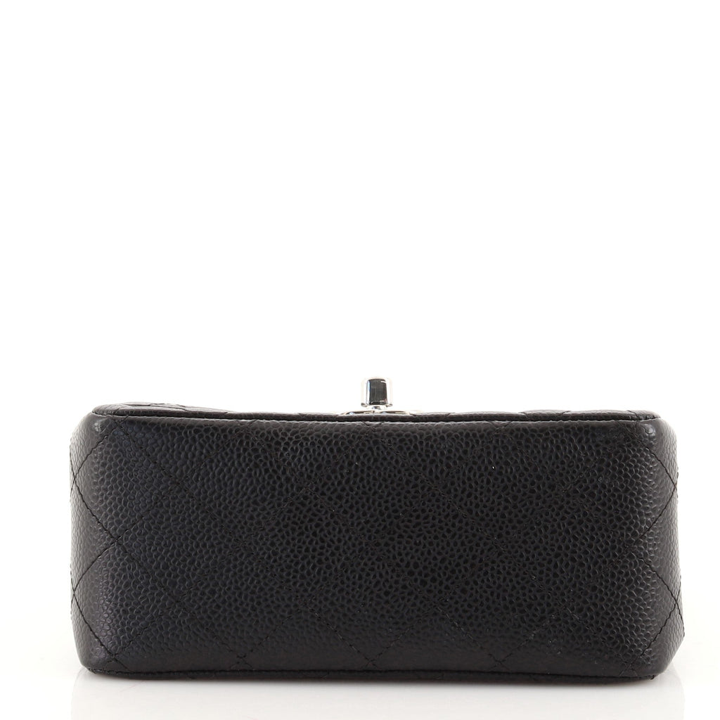 Square Classic Single Flap Bag Quilted Caviar Mini