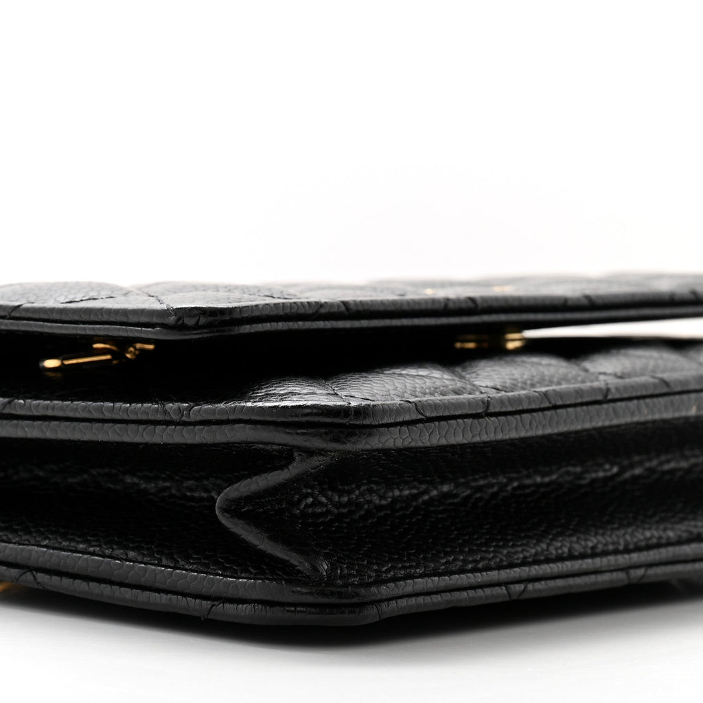 Caviar Quilted Wallet on Chain WOC Black