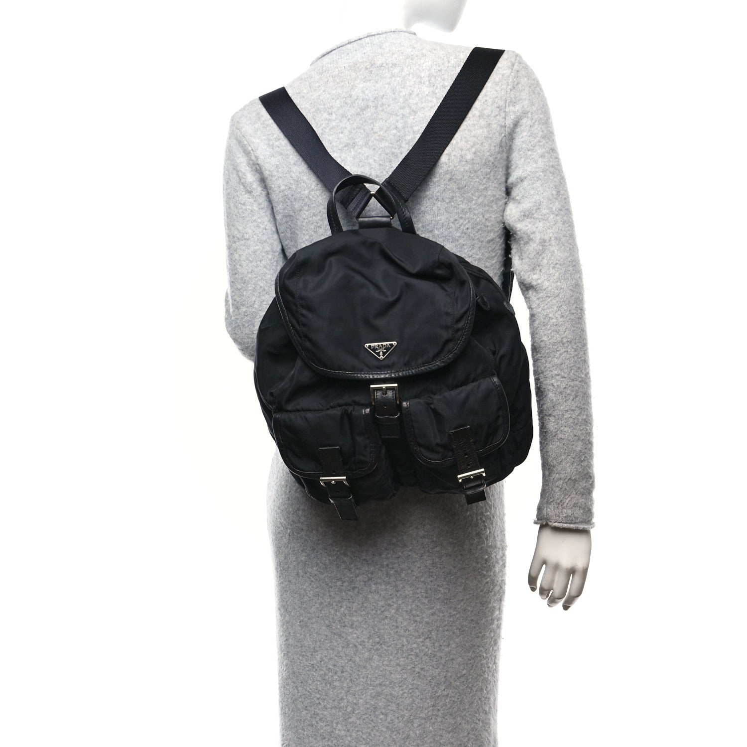 Tessuto Nylon Vela Medium Backpack Black