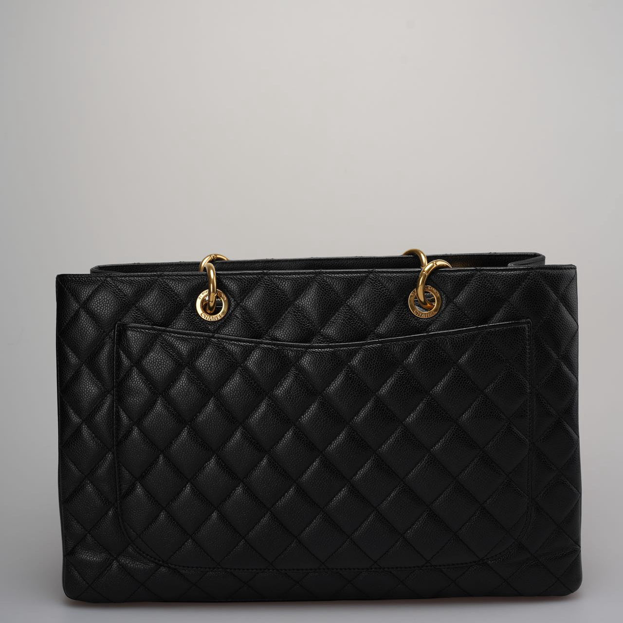 Chanel Large Black Grand Shopping XL GST Tote Bag In Caviar Leather With Gold Hardwares