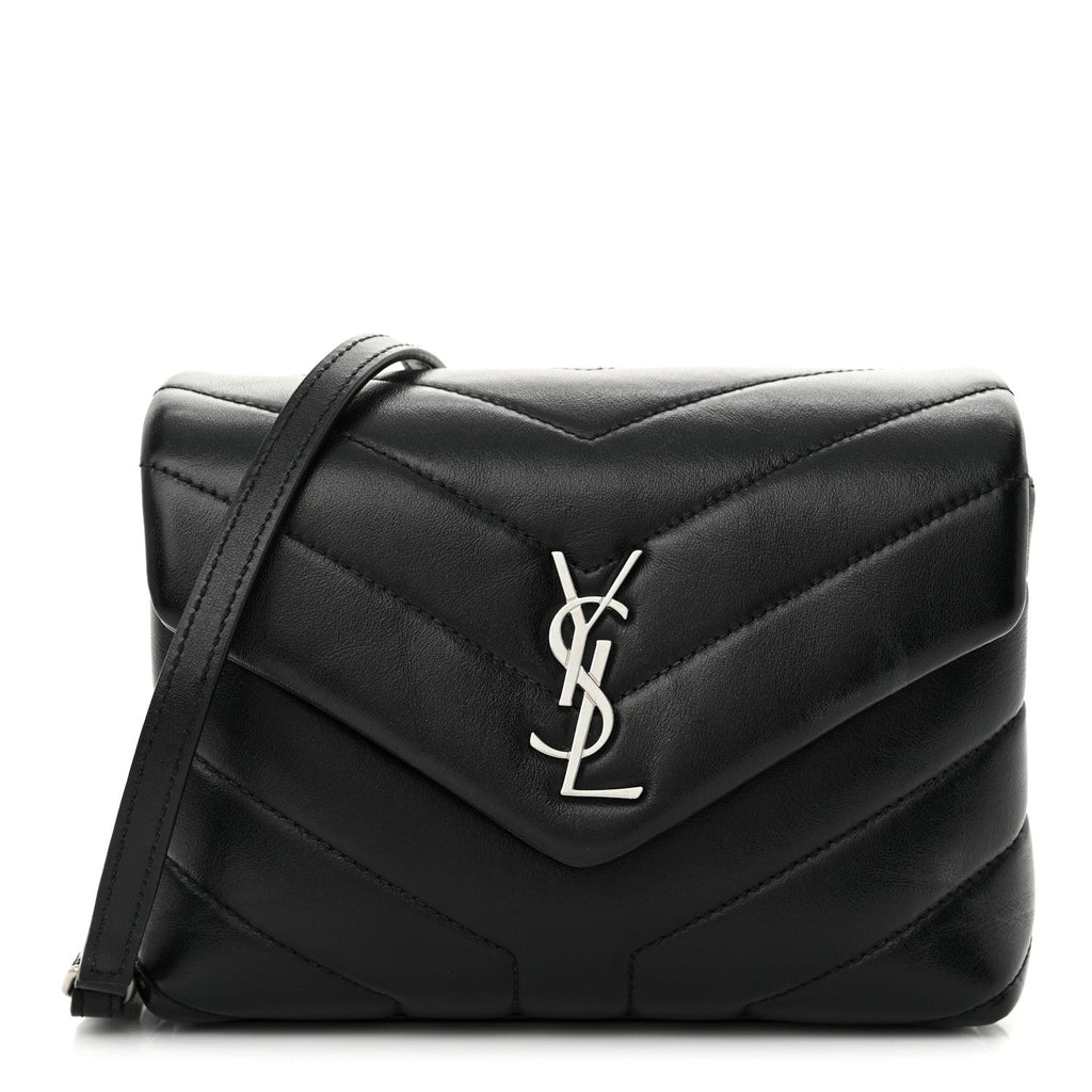 Calfskin Y Quilted Monogram Toy Loulou Crossbody Bag Black