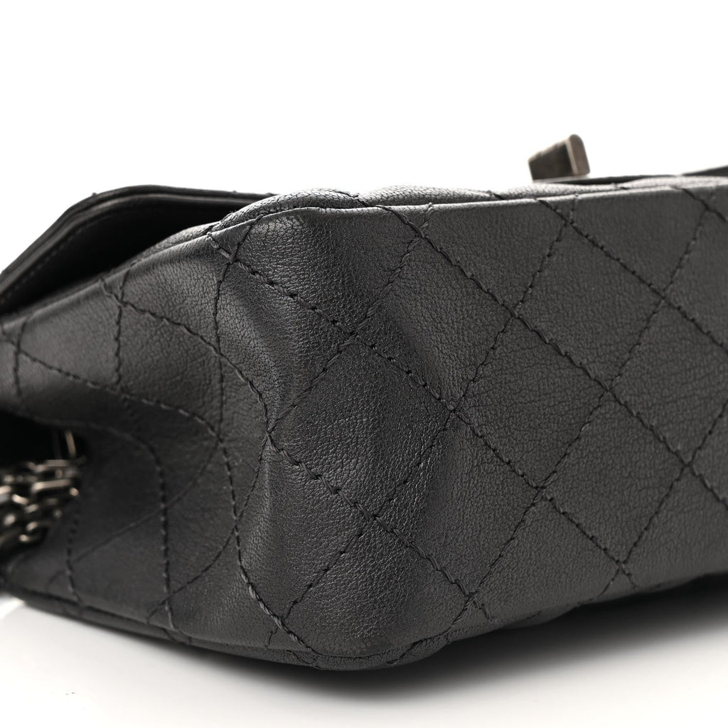 Metallic Sheepskin Quilted 2.55 Reissue Mini Flap Dark Silver
