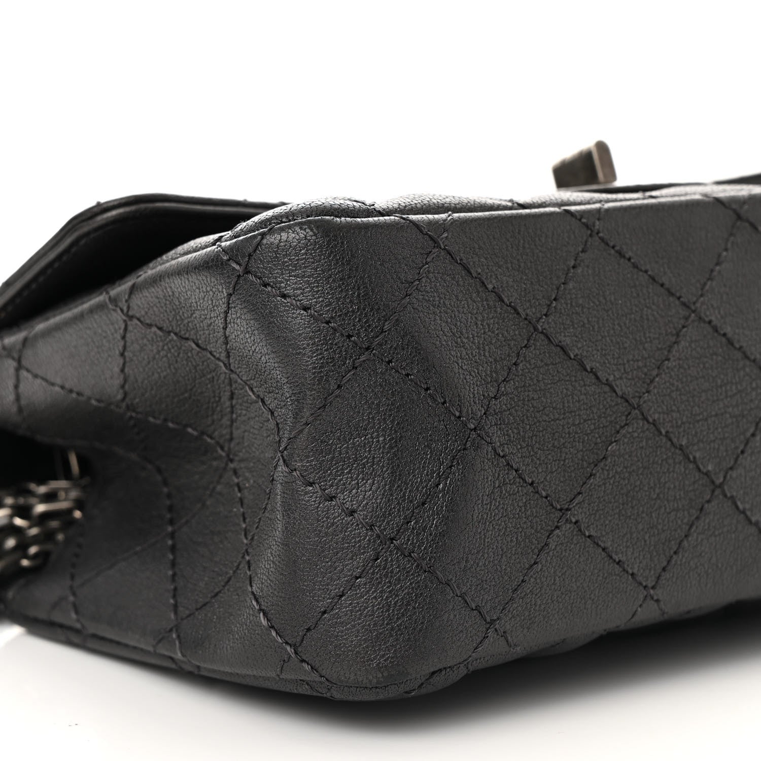 Metallic Sheepskin Quilted 2.55 Reissue Mini Flap Dark Silver