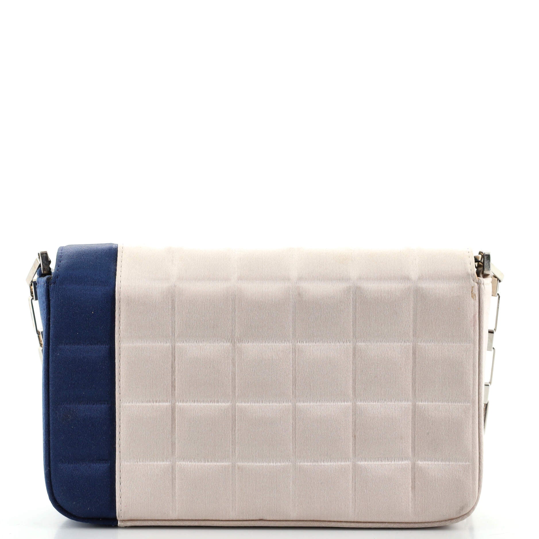 Chocolate Bar Chain Clutch Quilted Satin Mini