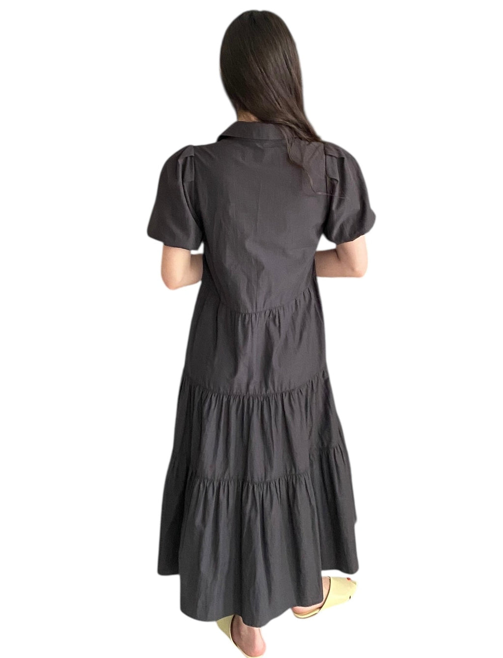 Brochu Walker Puff Sleeve Tiered Dress - M