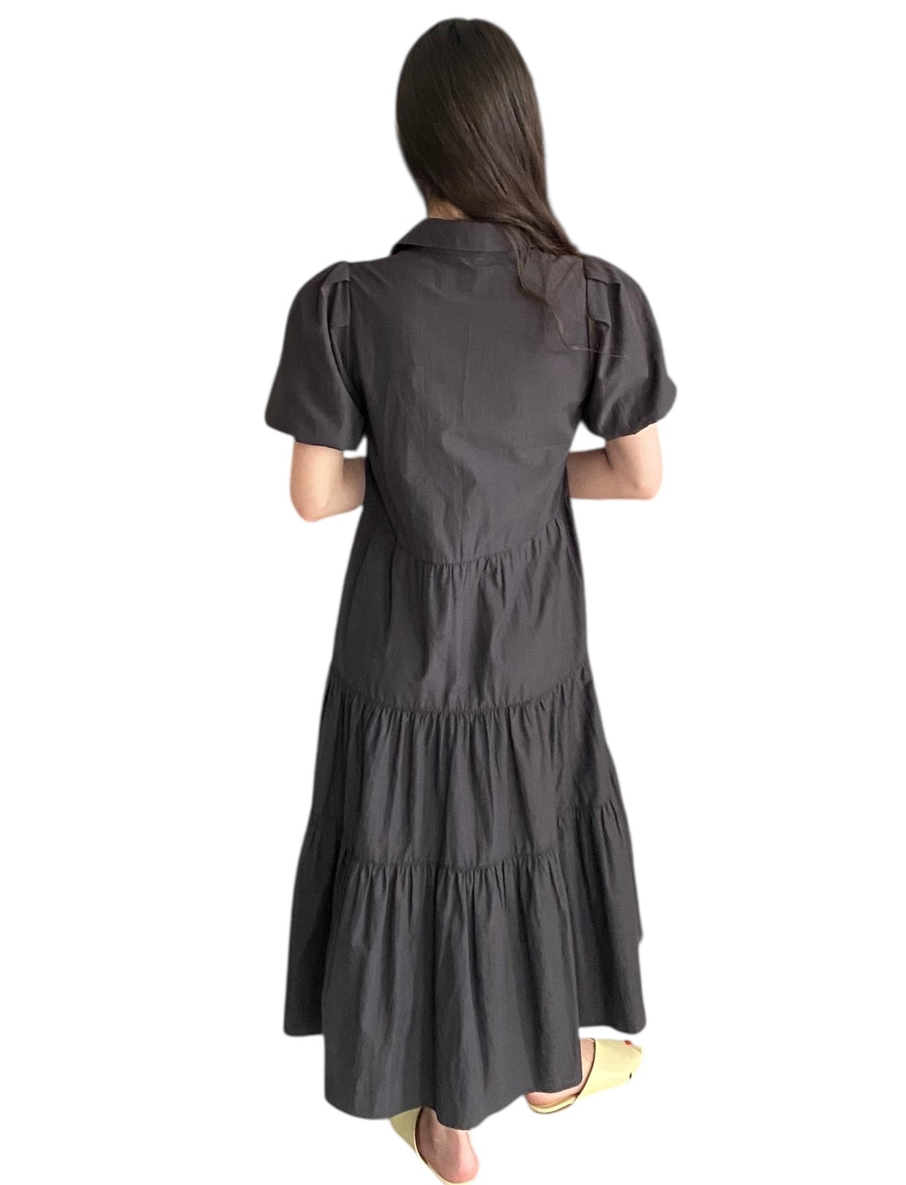 Brochu Walker Puff Sleeve Tiered Dress - M