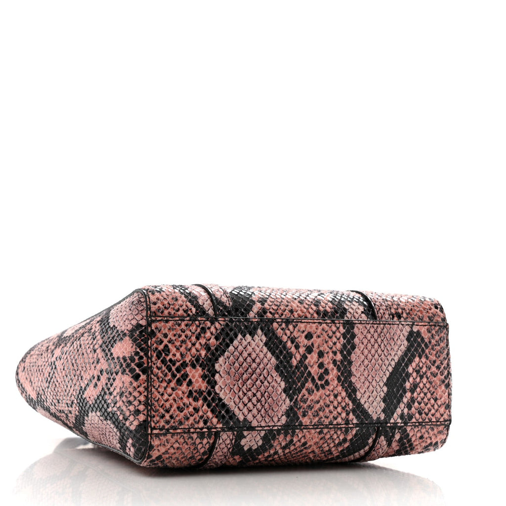 Snakeskin Embossed Mini Toni Shopper Tote Blush Pink