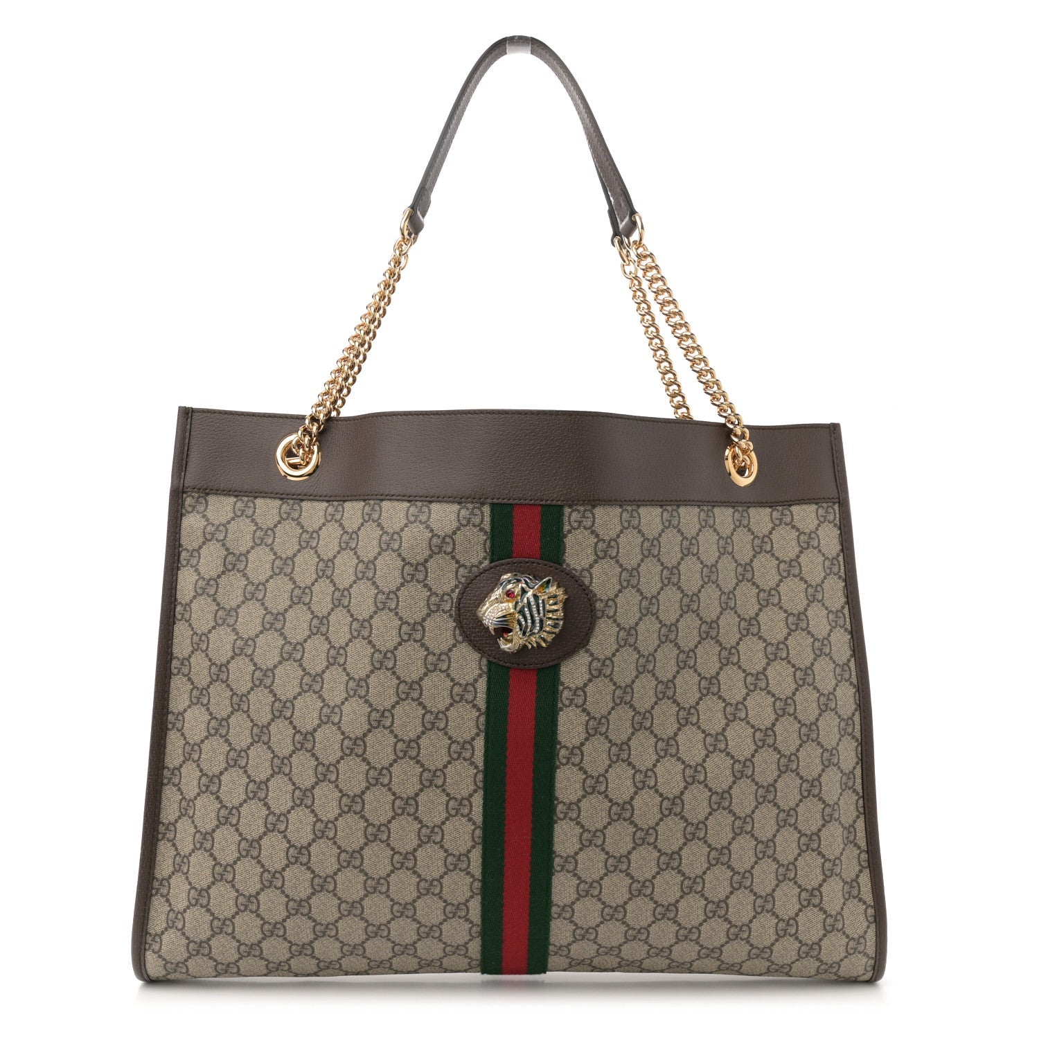 GG Supreme Monogram Large Rajah Chain Tote Beige New Acero