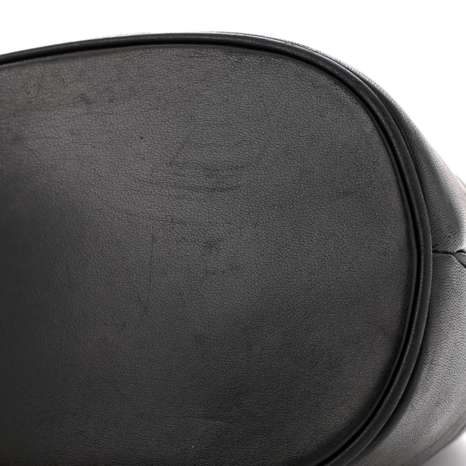 Lambskin CC Stitched Drawstring Bucket Bag Black