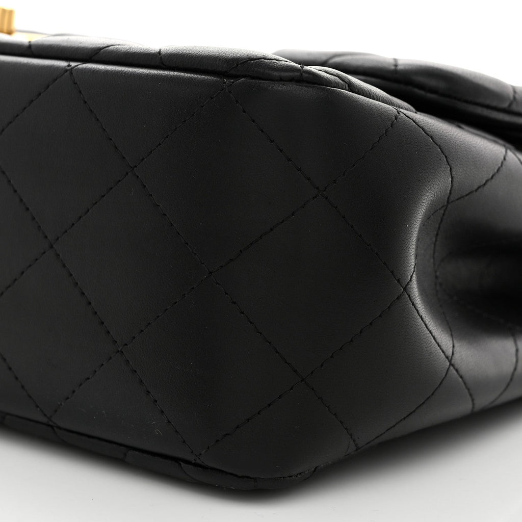 Lambskin Quilted Jumbo Double Flap Black
