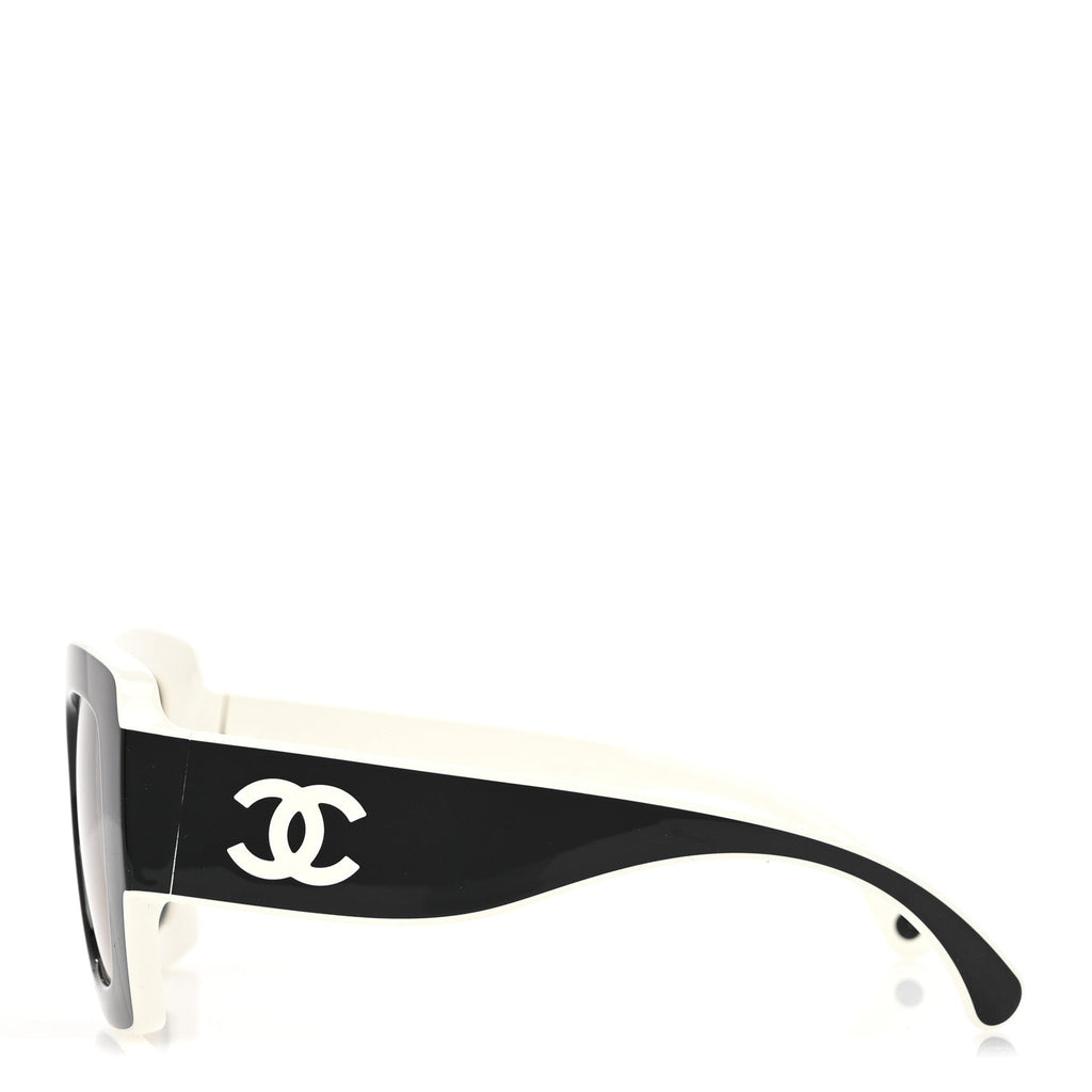 Acetate Square Sunglasses 6059 Black White