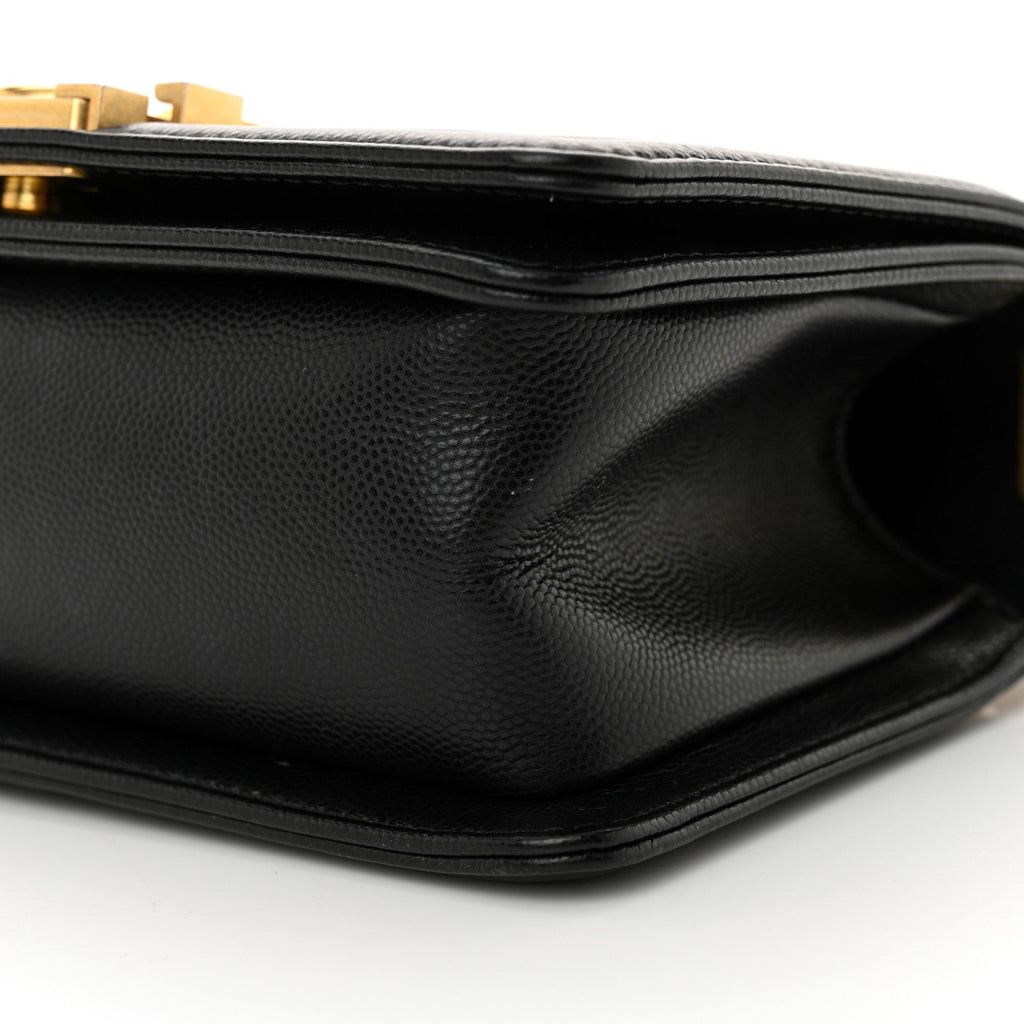 Caviar Quilted Small Boy Flap Black