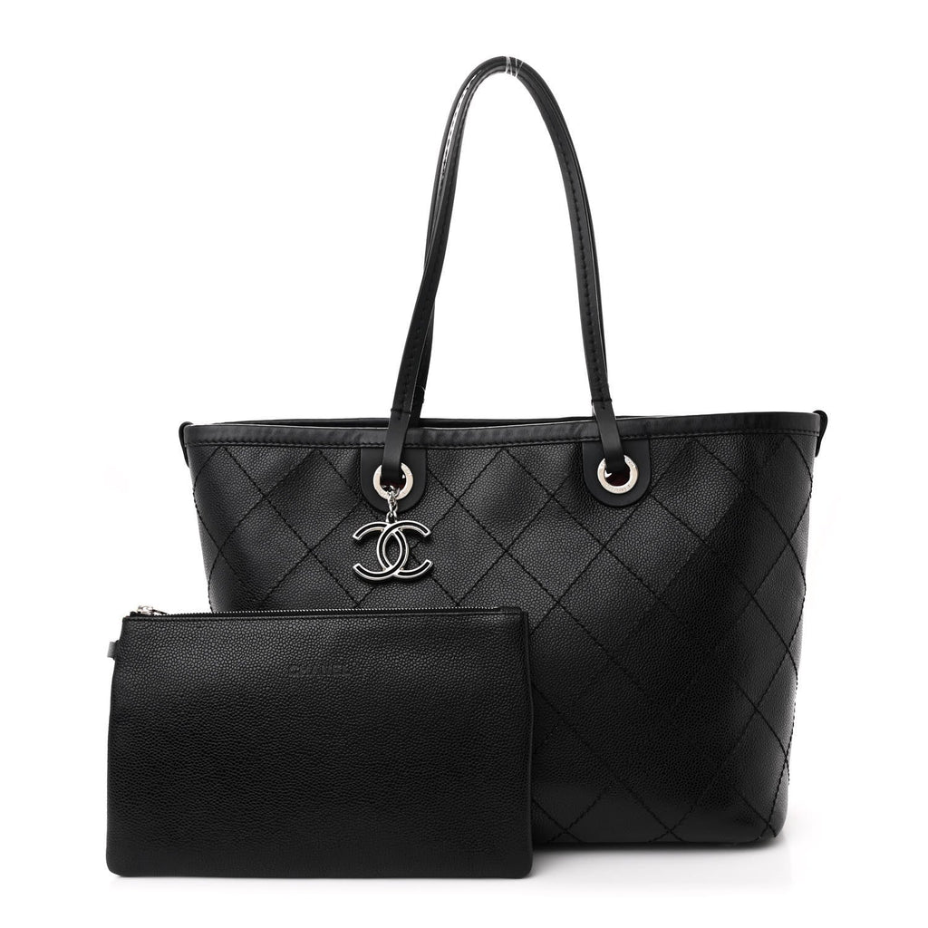 Grained Calfskin Shopping Fever Tote Black