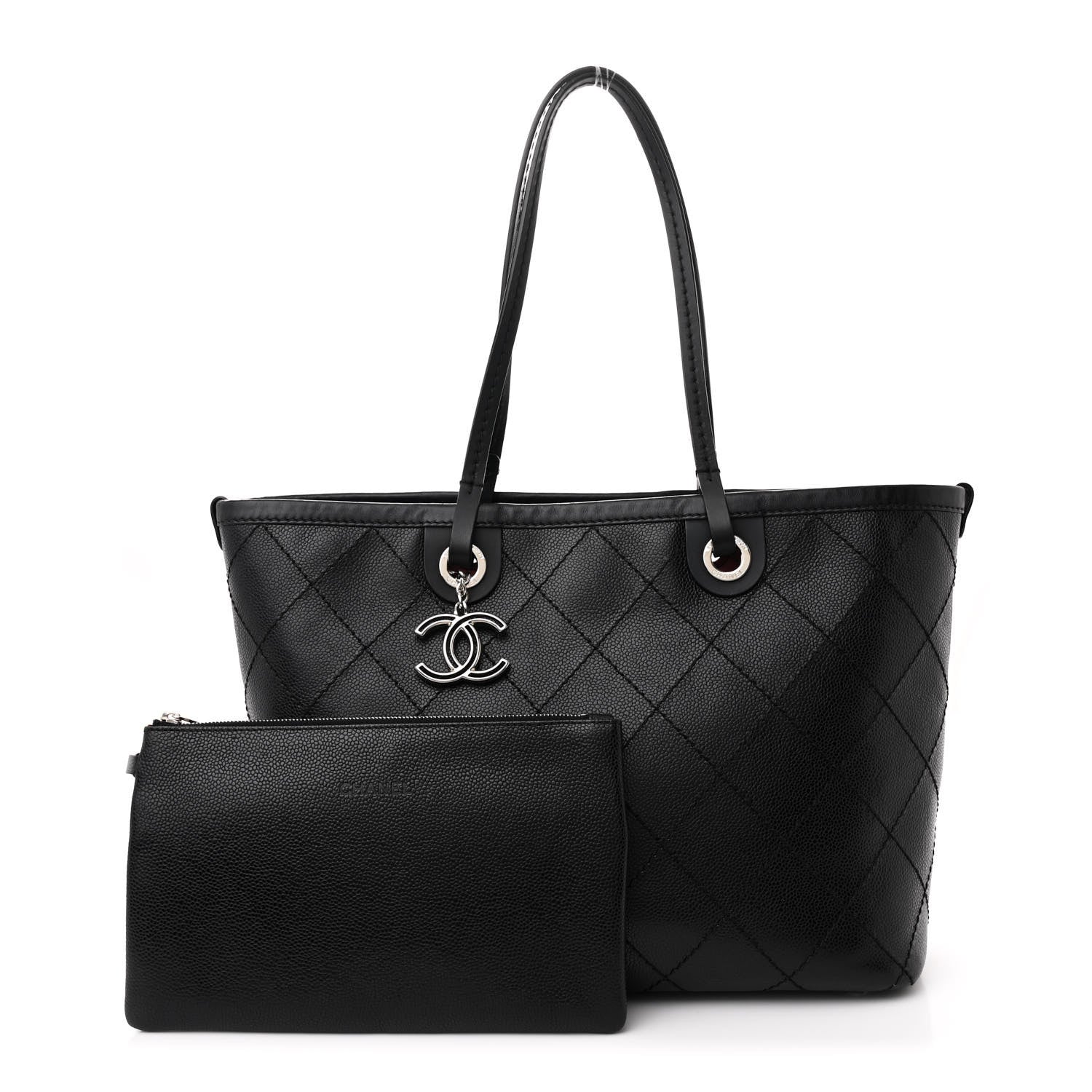 Grained Calfskin Shopping Fever Tote Black