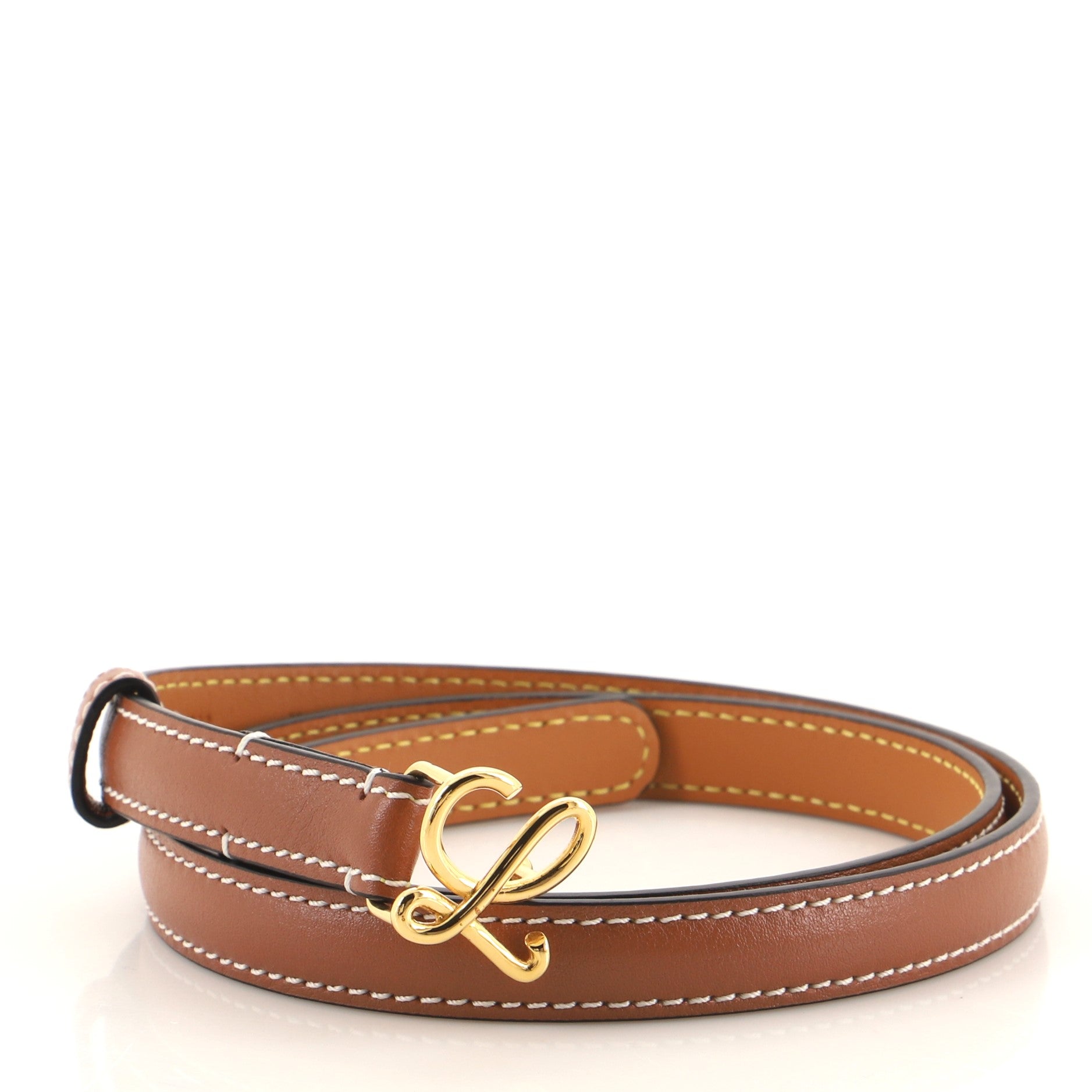 L Buckle Belt Leather Thin 75