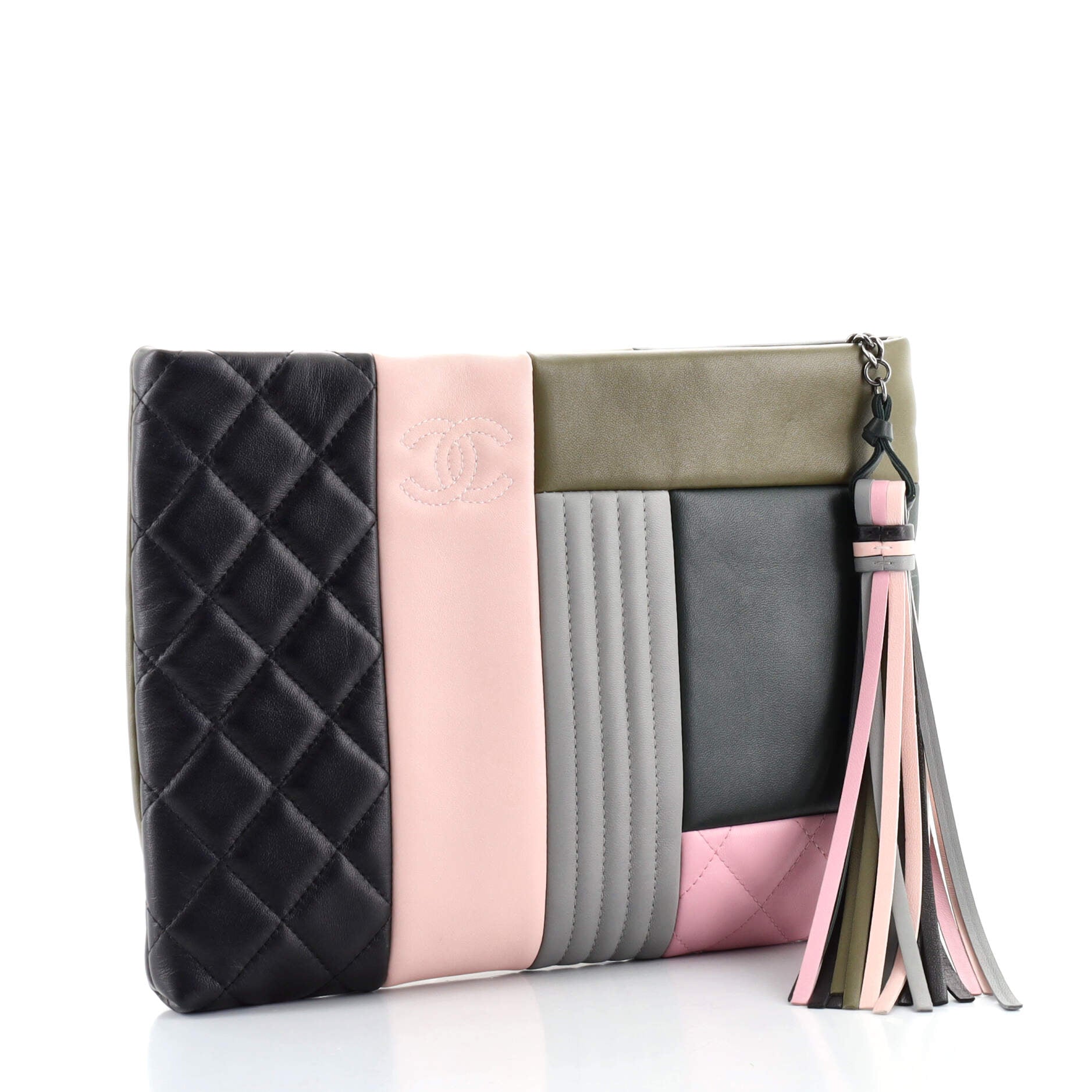 O Case Clutch Colorblock Quilted Leather Medium