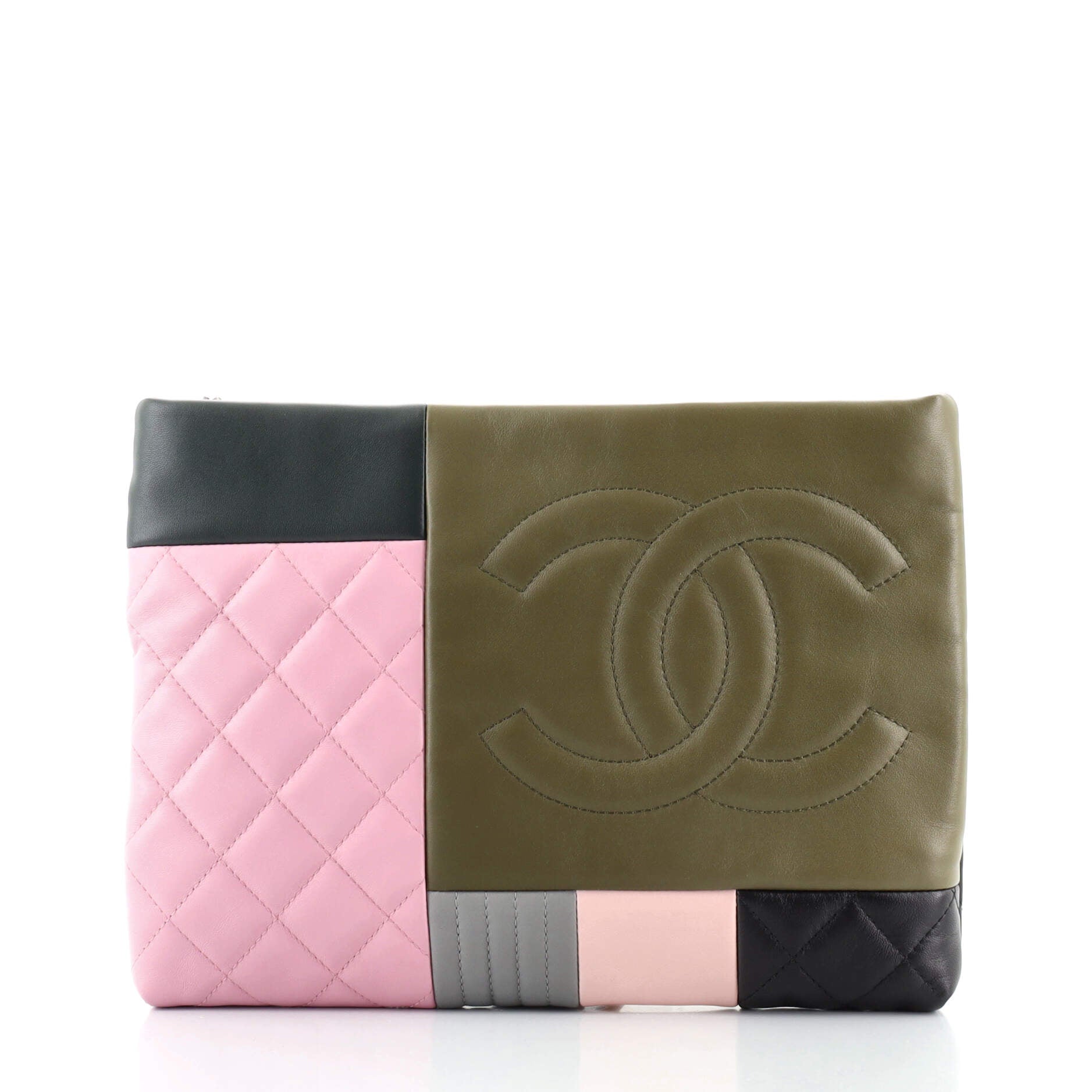 O Case Clutch Colorblock Quilted Leather Medium