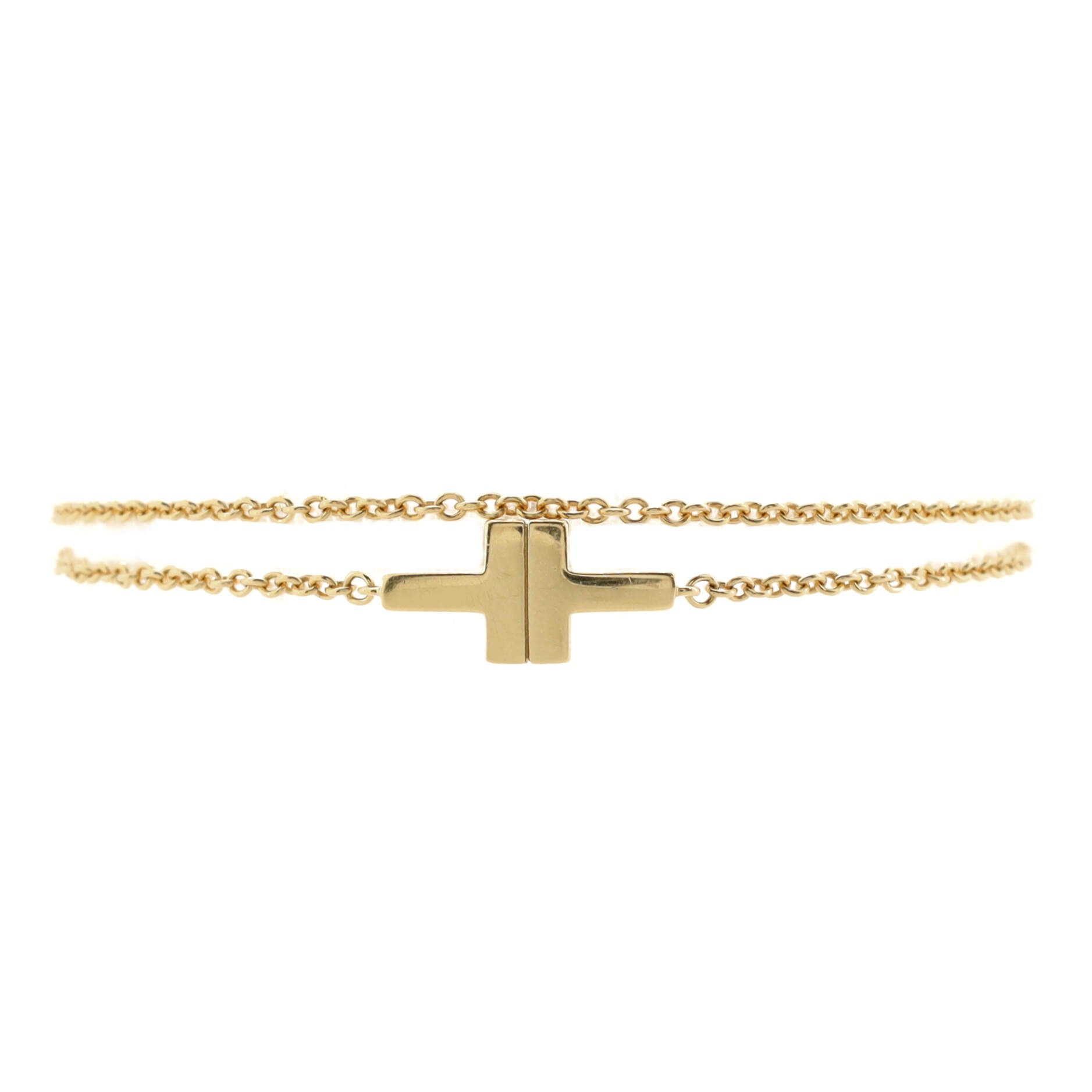 T Double Chain Bracelet 18K Yellow Gold