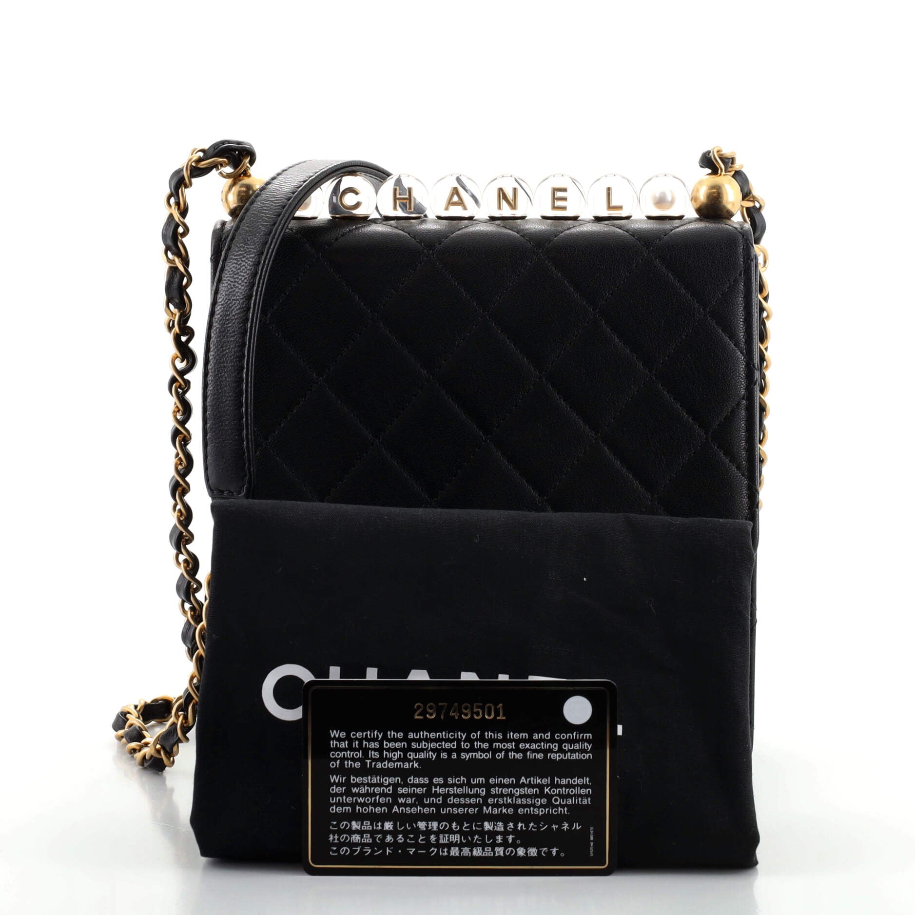 Chic Pearls Flap Bag Quilted Goatskin with Acrylic Beads Mini