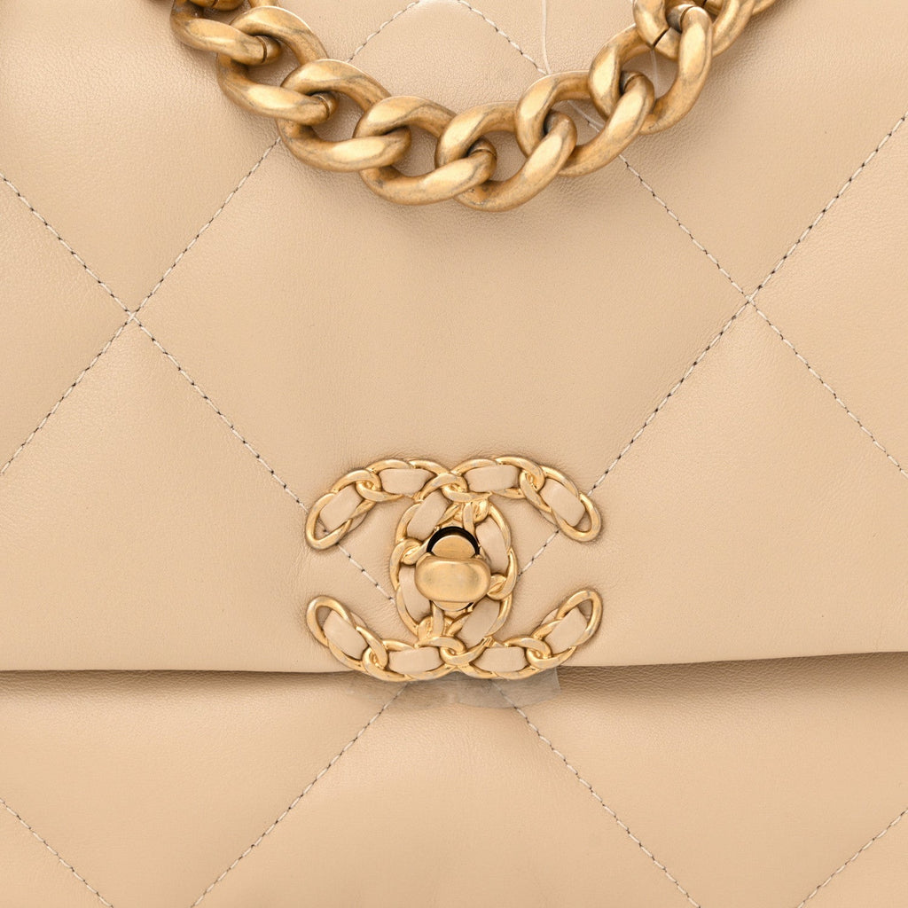Lambskin Quilted Medium Chanel 19 Flap Beige