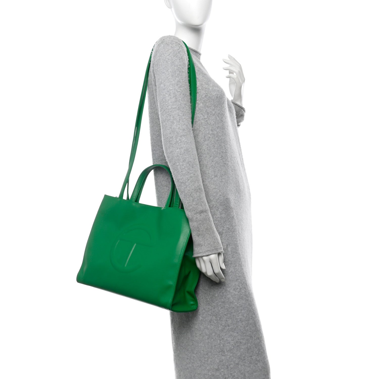 Vegan Leather Medium Shopping Bag Greenscreen