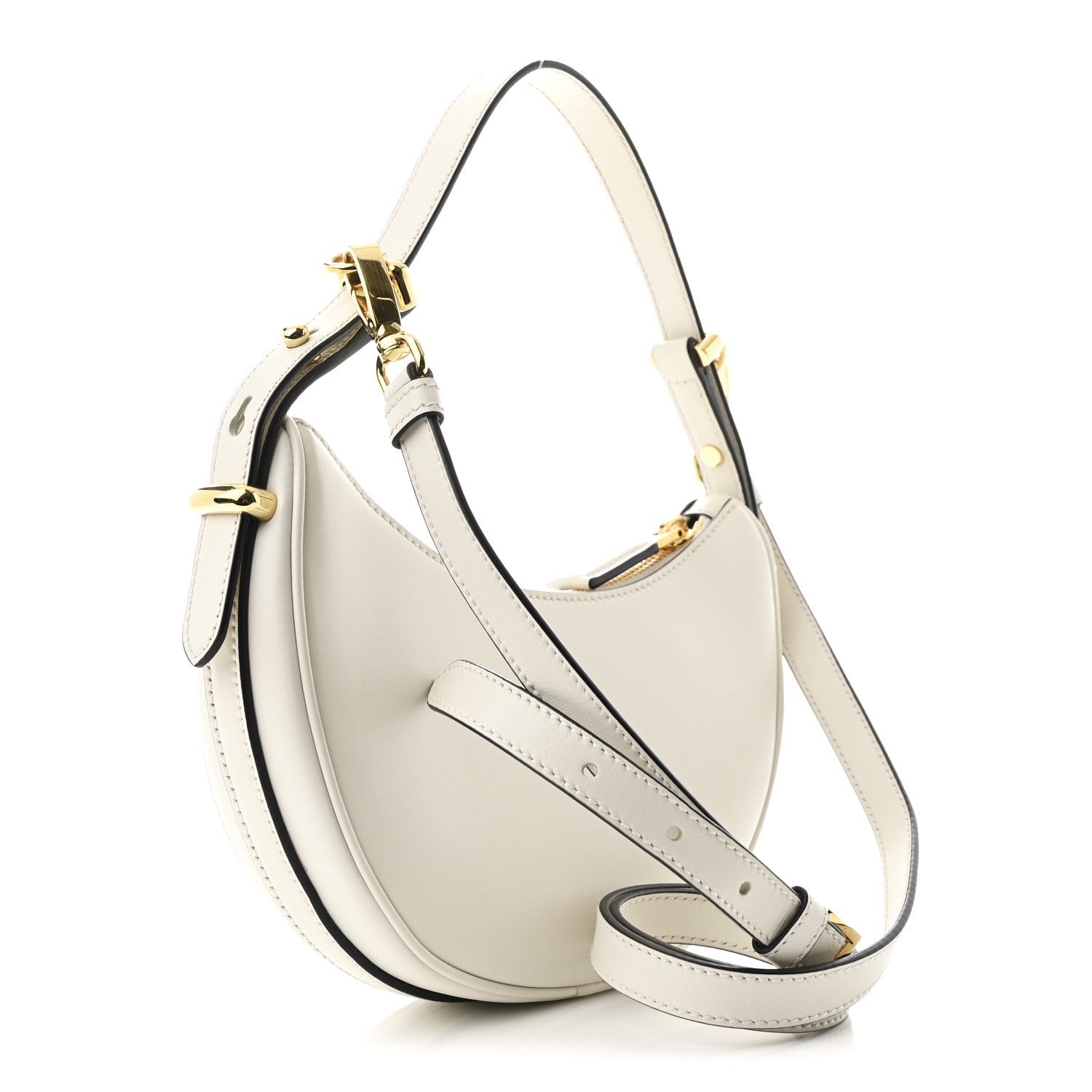 Soft Calfskin Mini Arque Shoulder Bag White