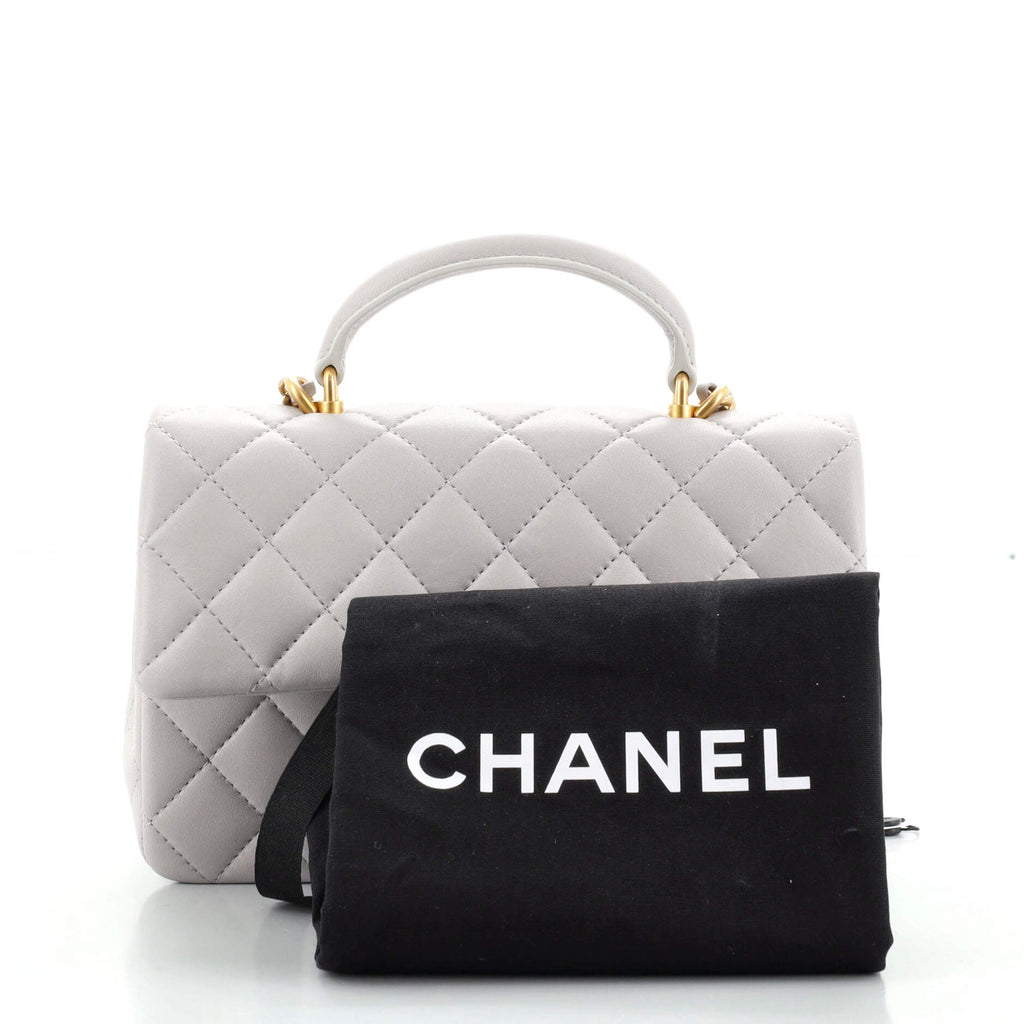 Classic Single Flap Top Handle Bag Quilted Lambskin Mini