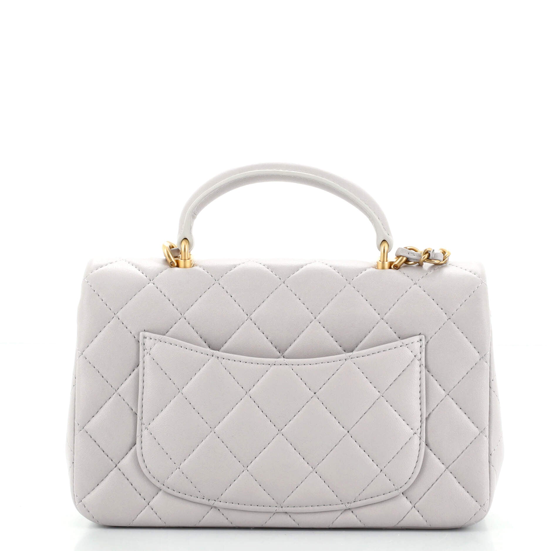 Classic Single Flap Top Handle Bag Quilted Lambskin Mini