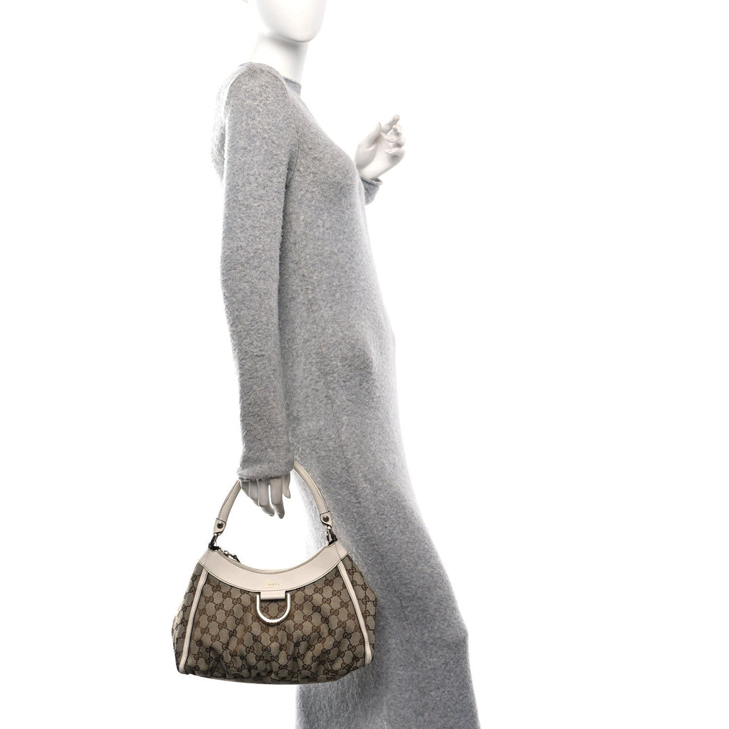 Monogram Medium D Gold Ring Hobo White